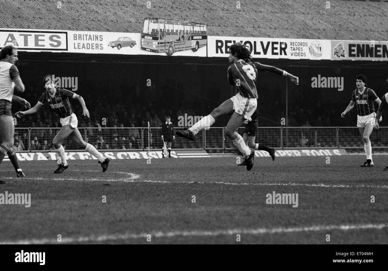 División de la Liga inglesa una coincidencia en la calle Filbert. El Leicester City 0 v Stoke City 0. Leicester's Gary Lineker. 13 de enero de 1985. Foto de stock