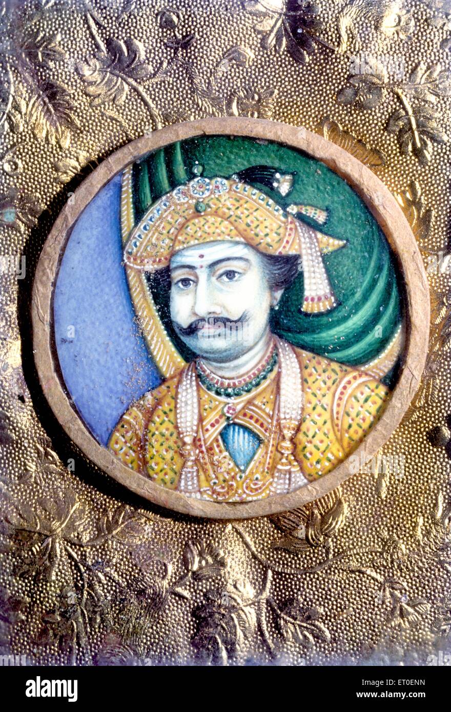 Pintura de maratha king en marfil Tanjore ; ; ; ; Thanjavur de Tamil Nadu, India Foto de stock
