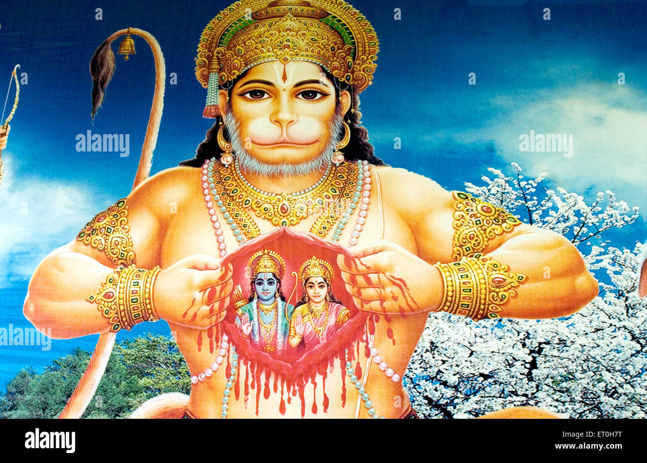 Pintura de Lord Hanuman en Raigad Murbad Saralgaon ; ; ; ; Maharashtra India Foto de stock