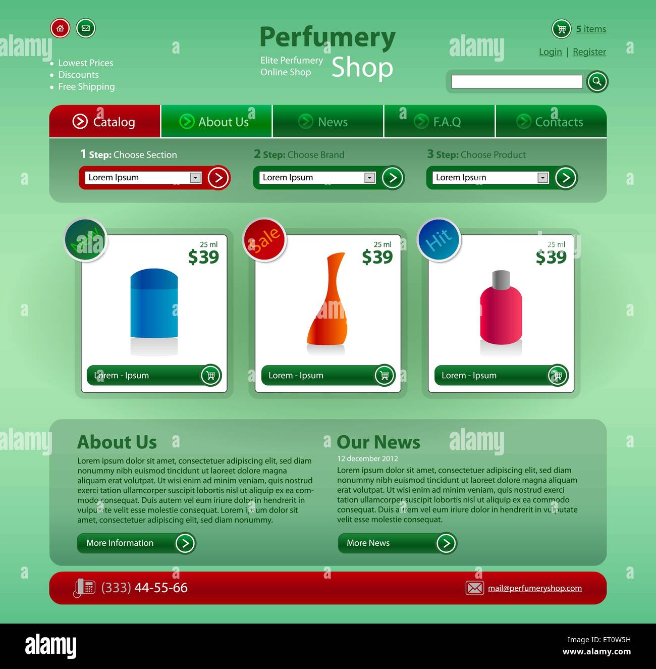 Web 2.0 Web moderna tienda de perfumería. EPS vector RGB 10 Ilustración del Vector