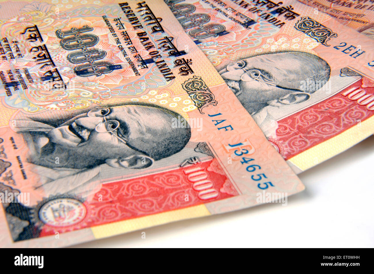 Concepto de moneda india mil rupias notas Foto de stock