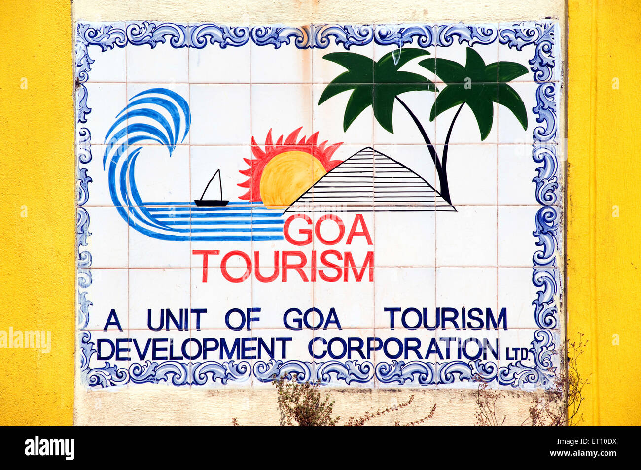 Emblema de la corporación de desarrollo turístico de Goa Goa ; ; India Foto de stock