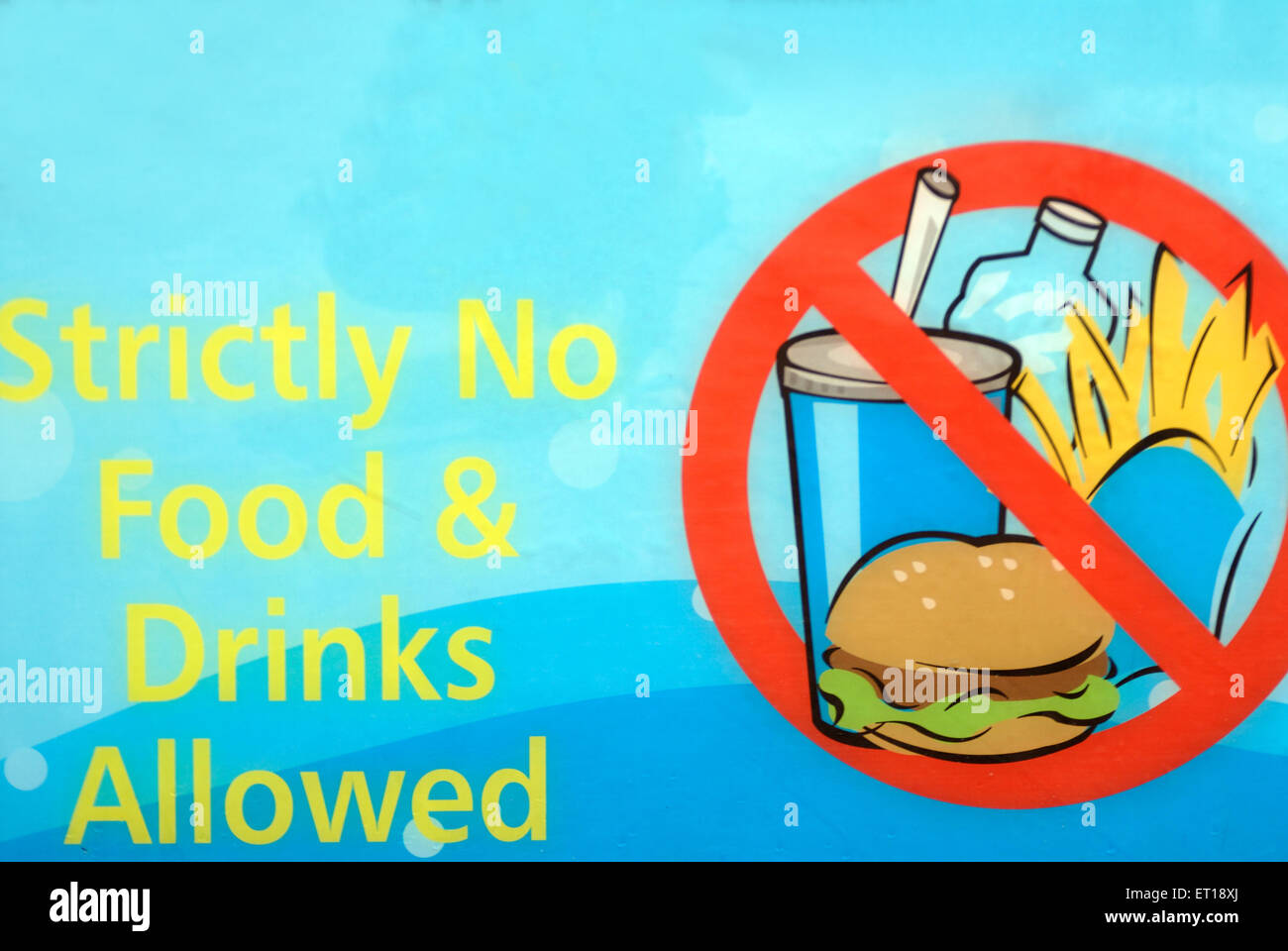 estrictamente no se permite la señal de comida y bebidas Foto de stock
