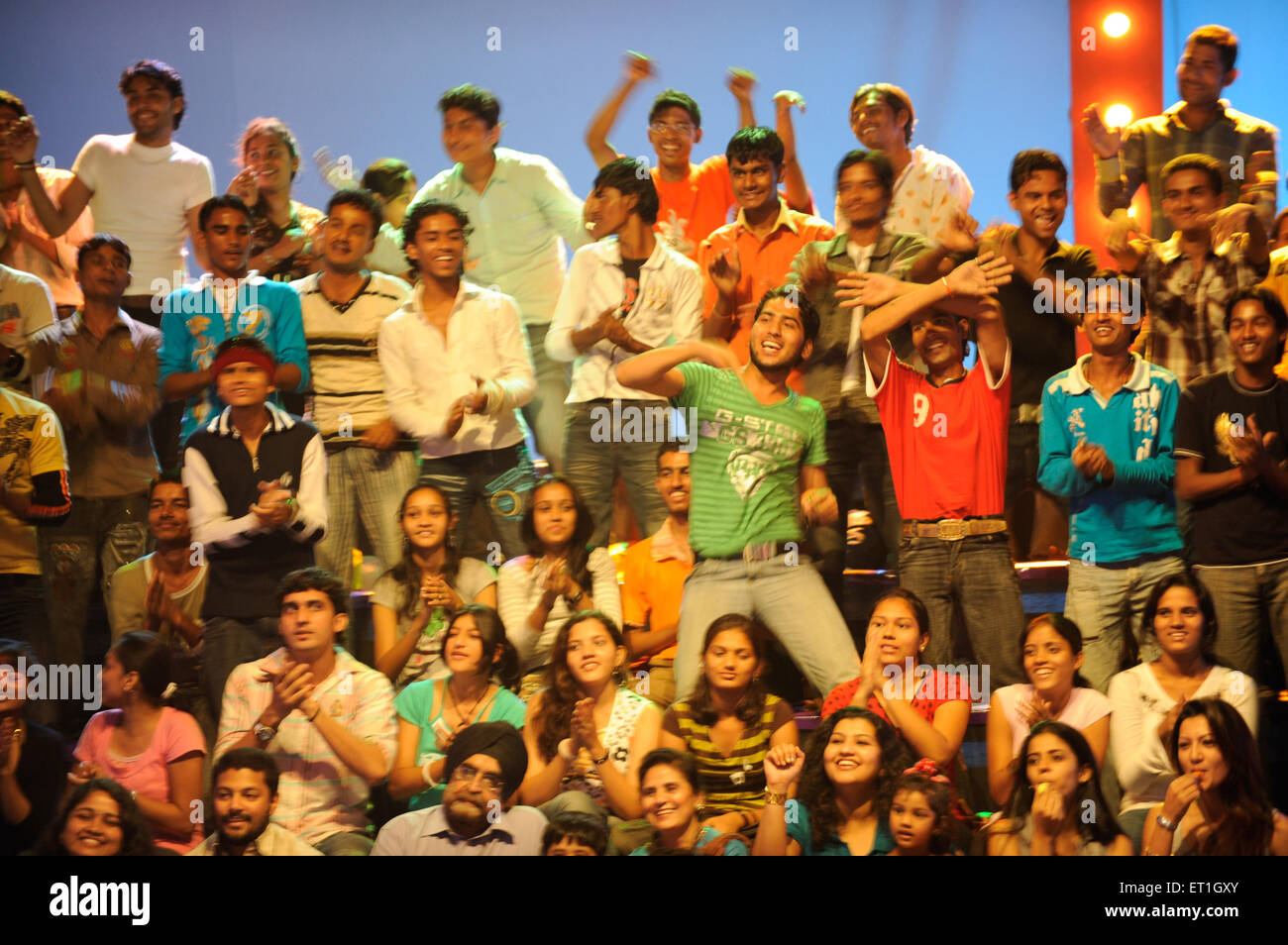 Reacción de la audiencia de set of reality show, Bombay, Mumbai, Maharashtra, India, Asia Foto de stock