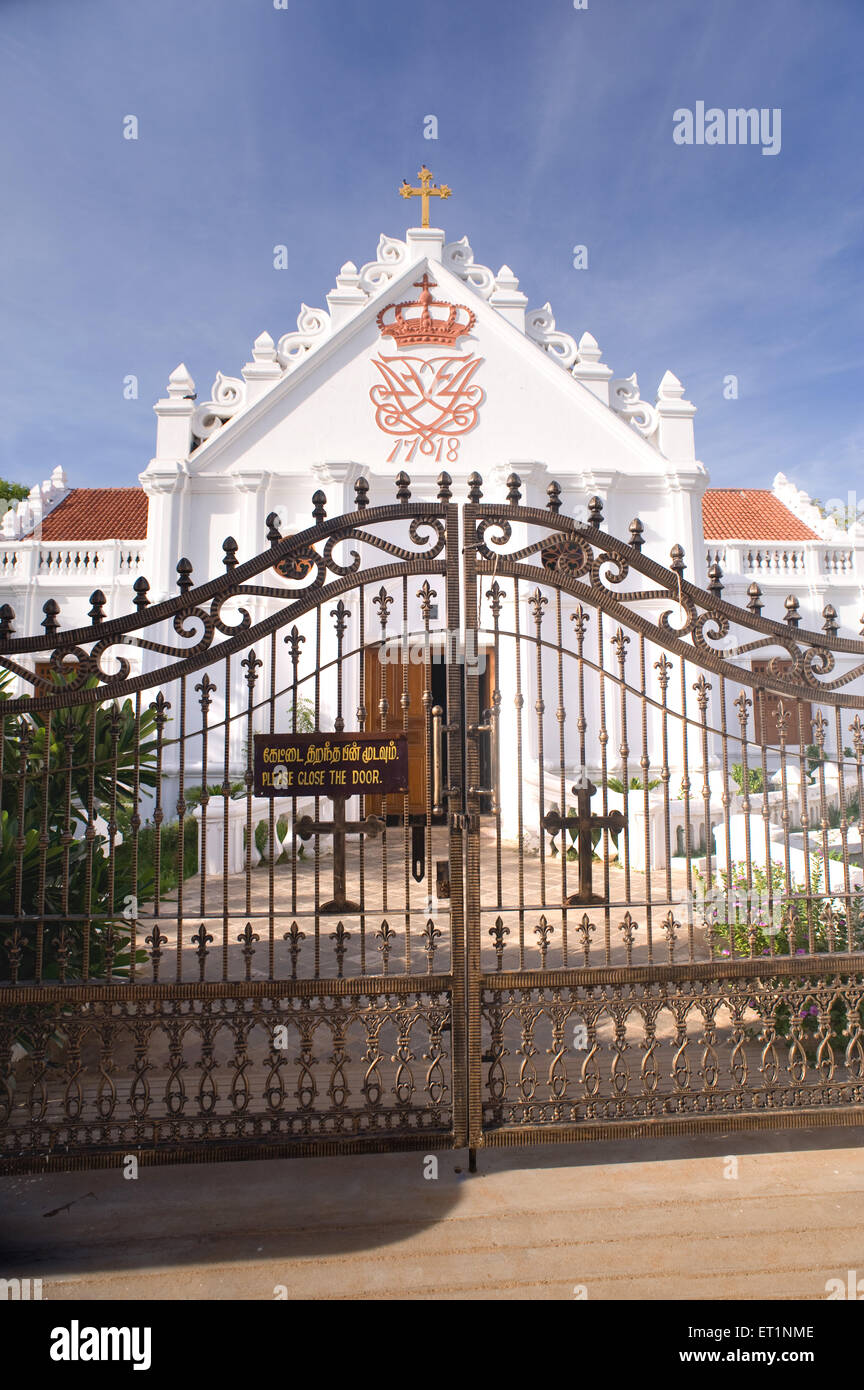 Iglesia luterana en Tranquebar o Tarangambadi ; ; de Tamil Nadu, India Foto de stock