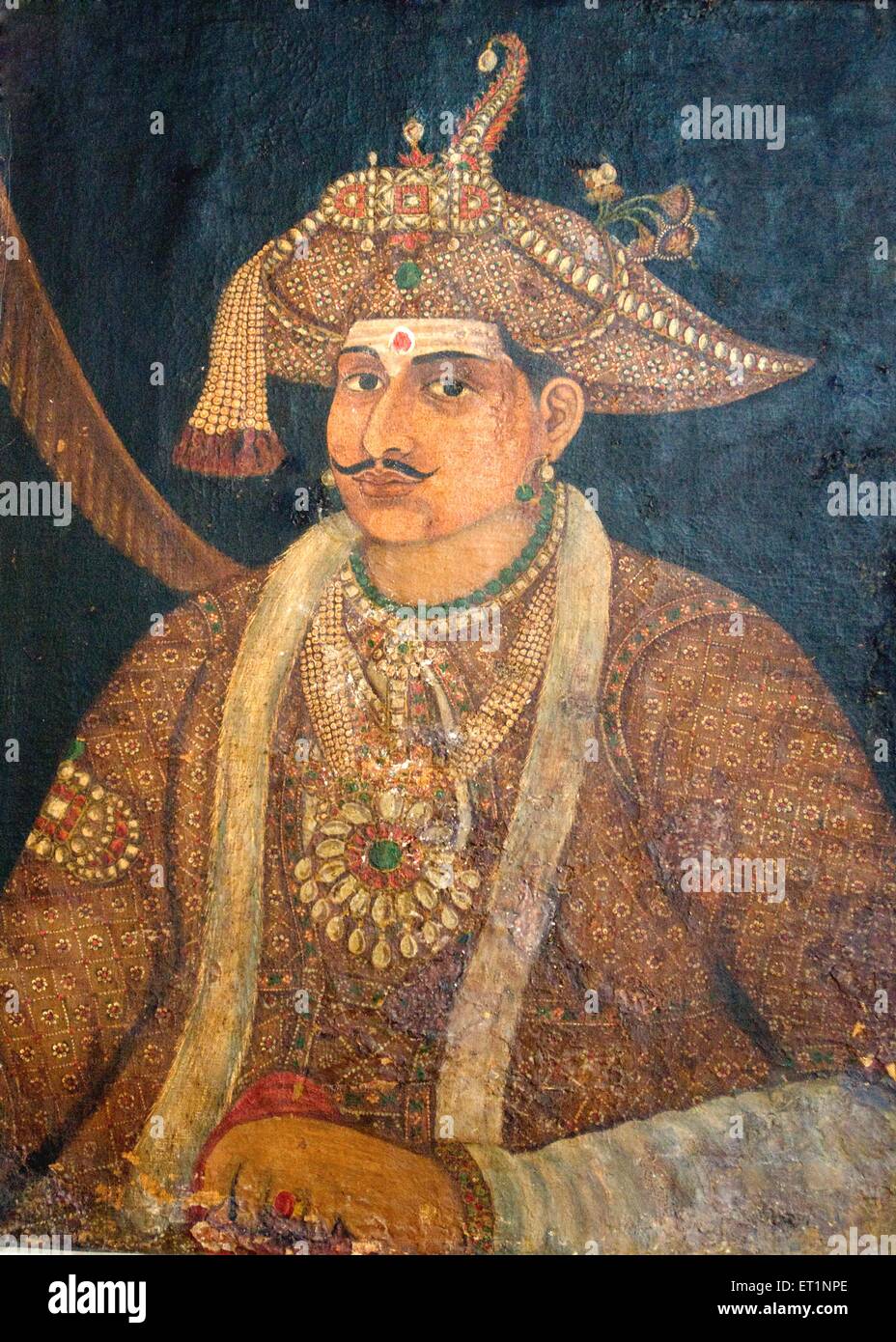 Pintura al óleo de h h sivaji raja de Thanjavur, Tamil Nadu, India Foto de stock
