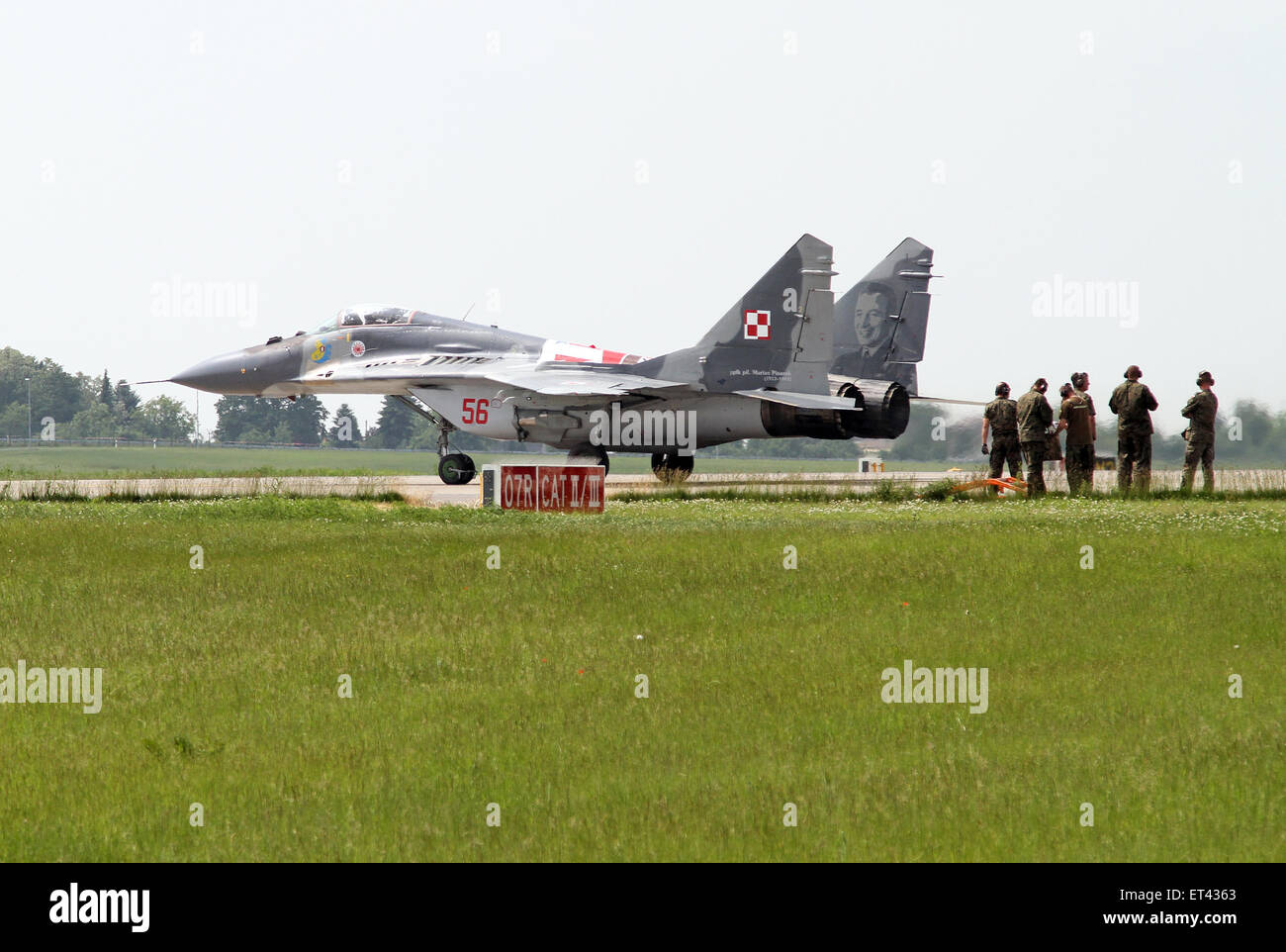 Schoenefeld, Alemania, aviones de combate MiG-29 de la fuerza aérea polaca Foto de stock