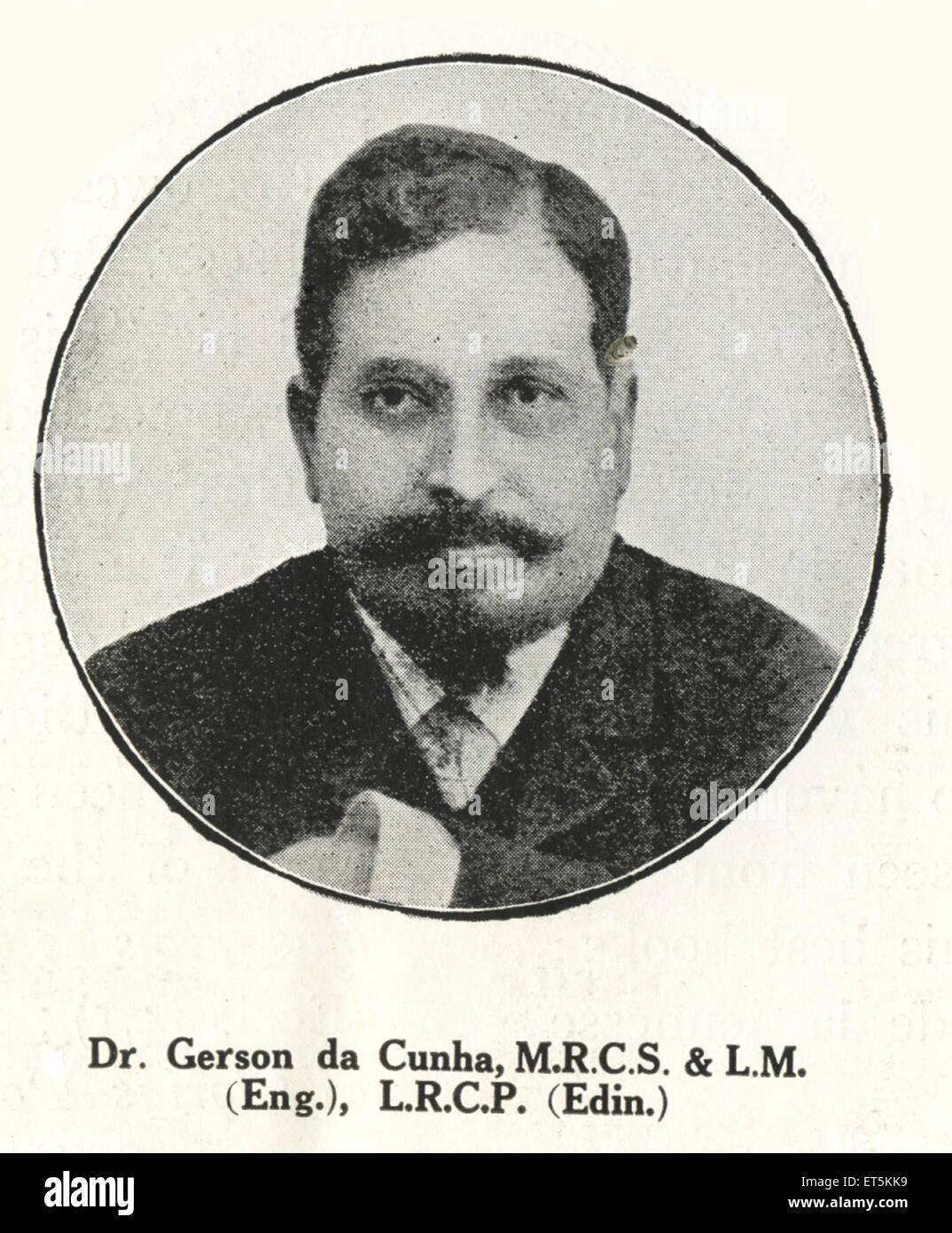 Comunidad Católica Dr . Gerson da Cunha ; M.R.C.S & L.M. Eng. ; L.R.C.P. Edin ; La India No, señor Foto de stock