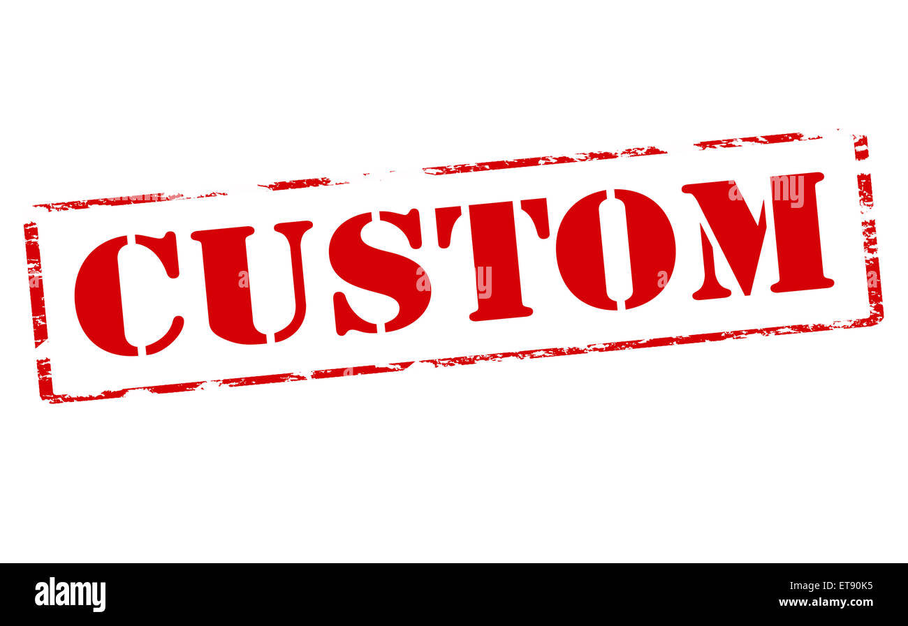 Sello de caucho con la palabra custom dentro, ilustración vectorial