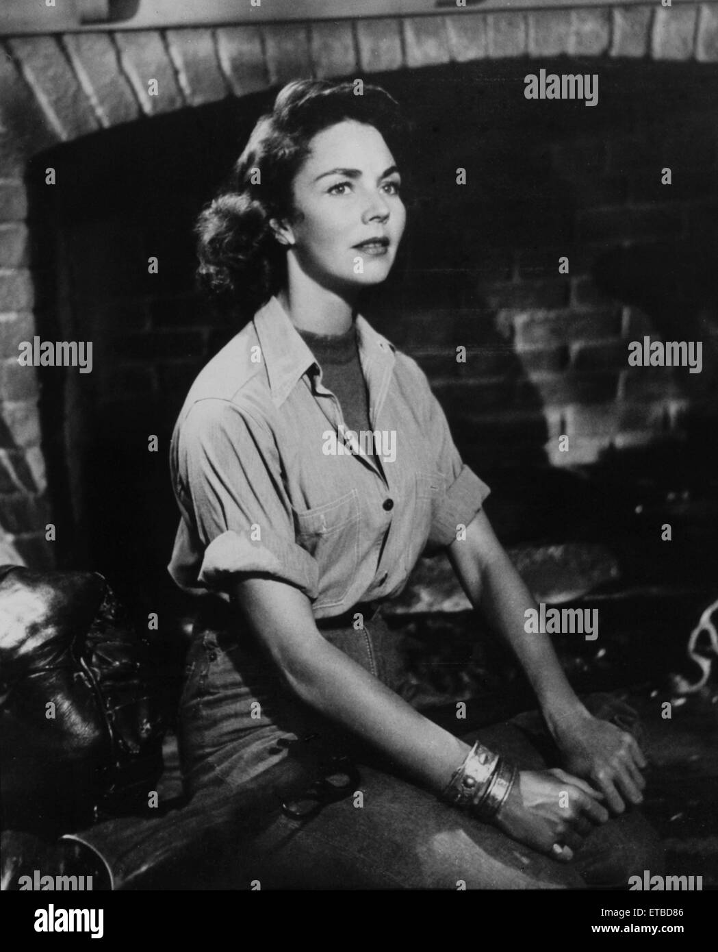 Jennifer Jones, en el plató de la película "Ruby Gentry', 1952 Foto de stock