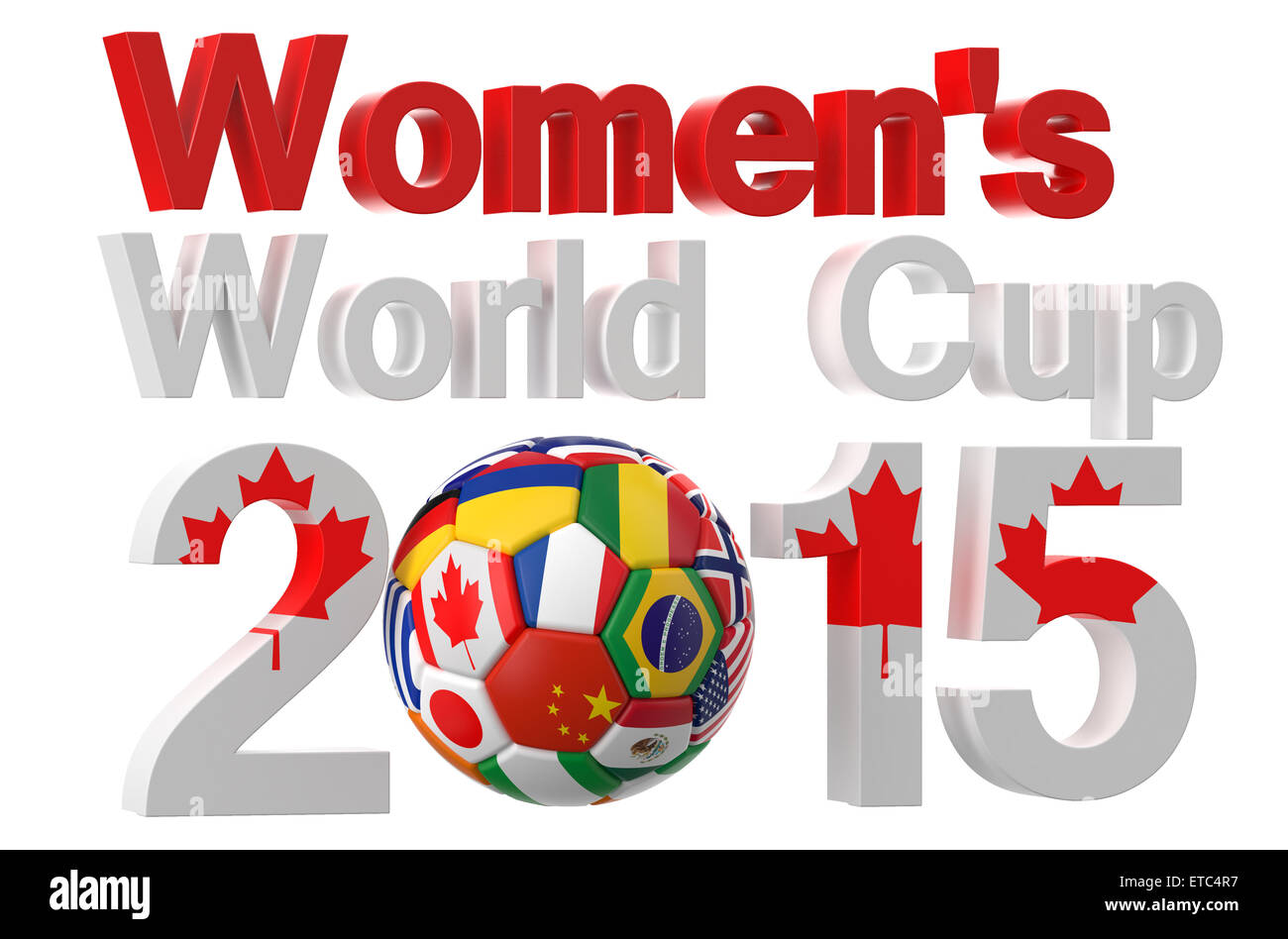 La Copa Mundial Femenina de Fútbol Canadá 2015 aislado sobre fondo blanco  Fotografía de stock - Alamy