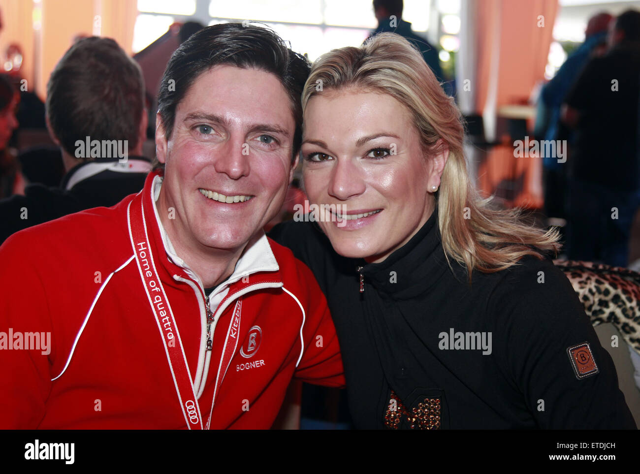 Audi FIS de la Copa del Mundo de esquí slalom hombres celebrado en Kitzbuehel - Celebrity avistamientos con: Maria Hoelf-Riesch, Marcus Höfl donde: Kitzbuehel, Austria cuando: 25 de ene de 2015 Crédito: ATP/WENN.com Foto de stock