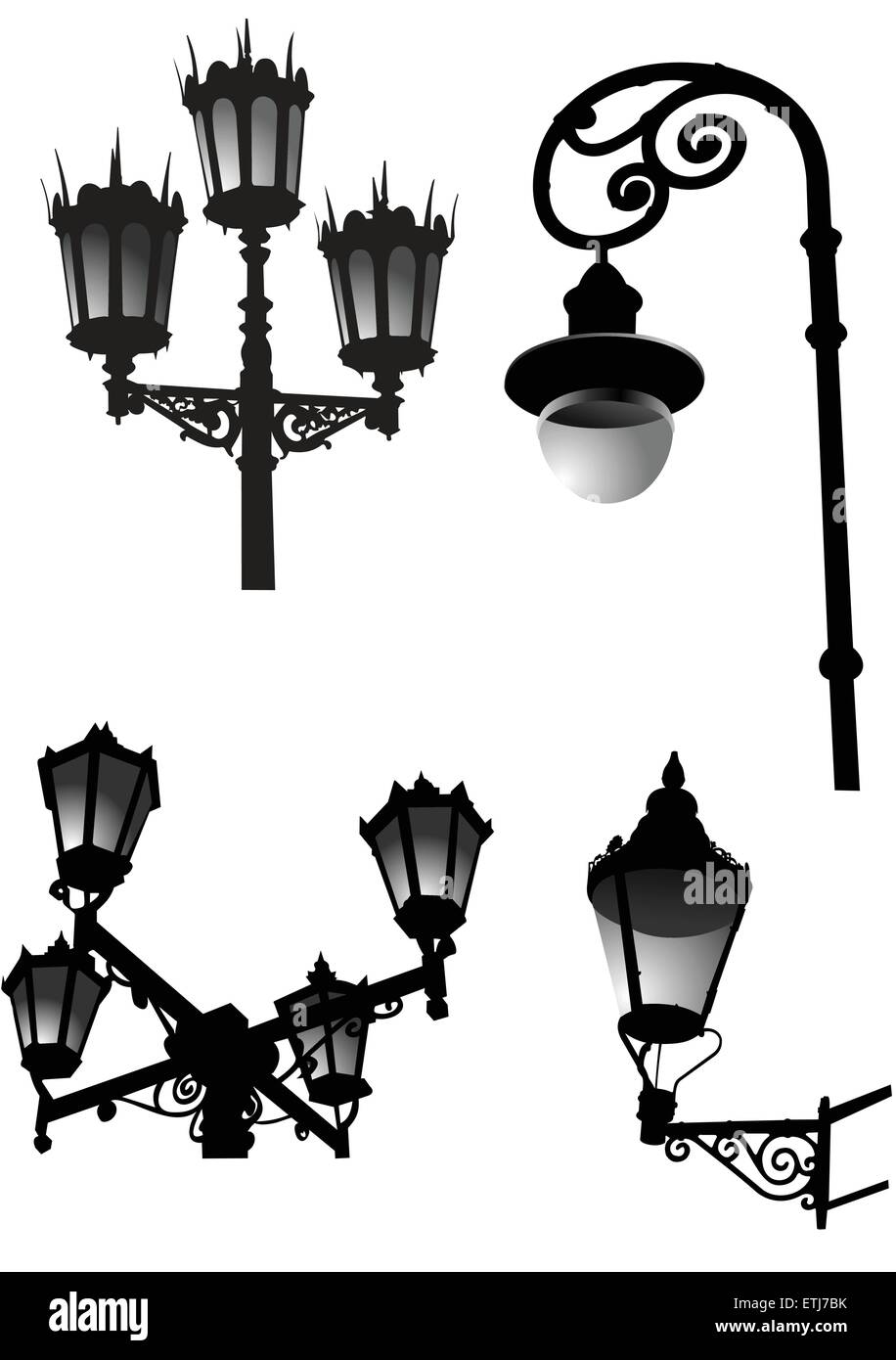 Calle y jardín lámparas de estilo antiguo. Ilustración vectorial Ilustración del Vector