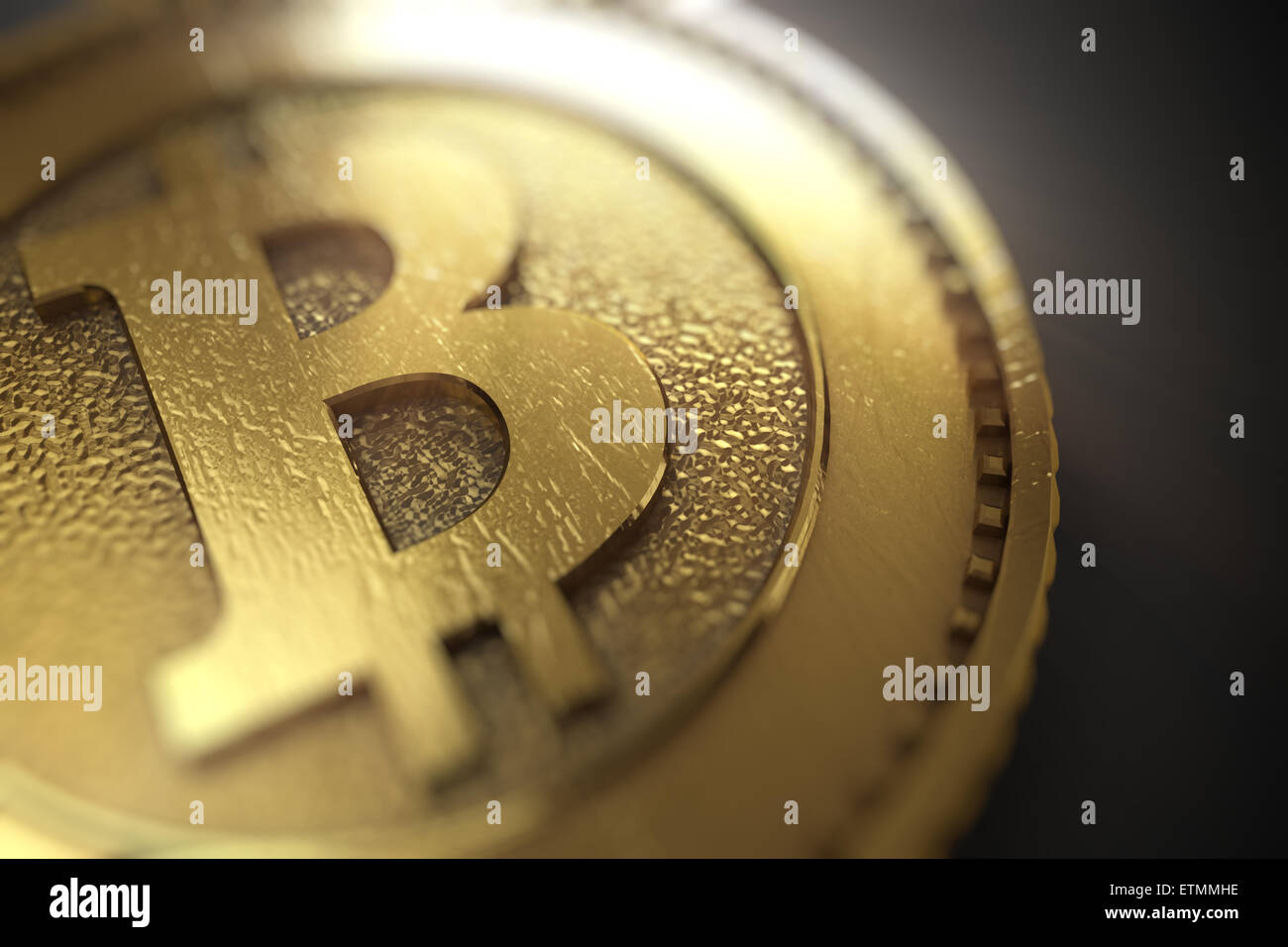 Representación estilizada de Bitcoin, una moneda digital. Foto de stock
