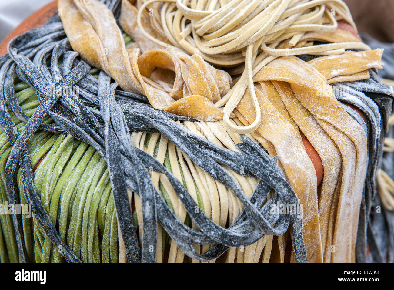 Las pastas italianas, alimentos orgánicos, hechos a mano, Foto de stock