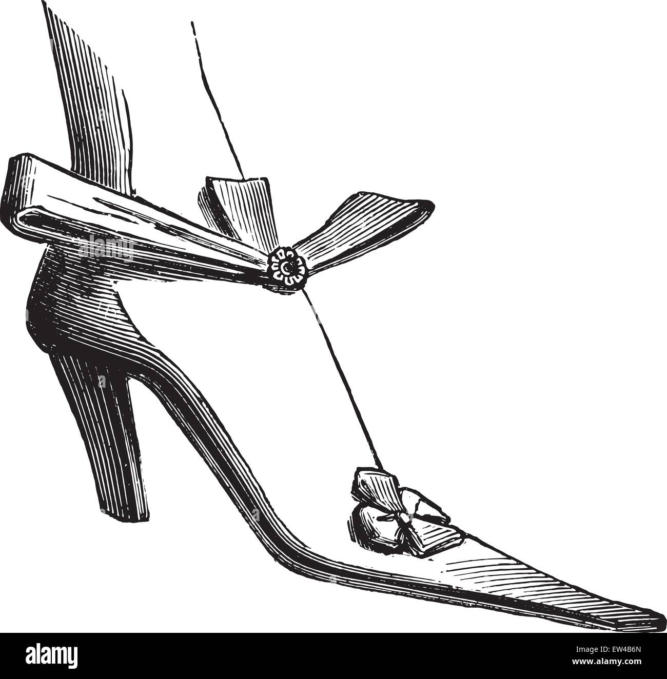 Zapatos de corte bajo Louis XIV (mujer), vintage ilustración grabada.  Enciclopedia Industrial E.-O. Lami - 1875 Imagen Vector de stock - Alamy