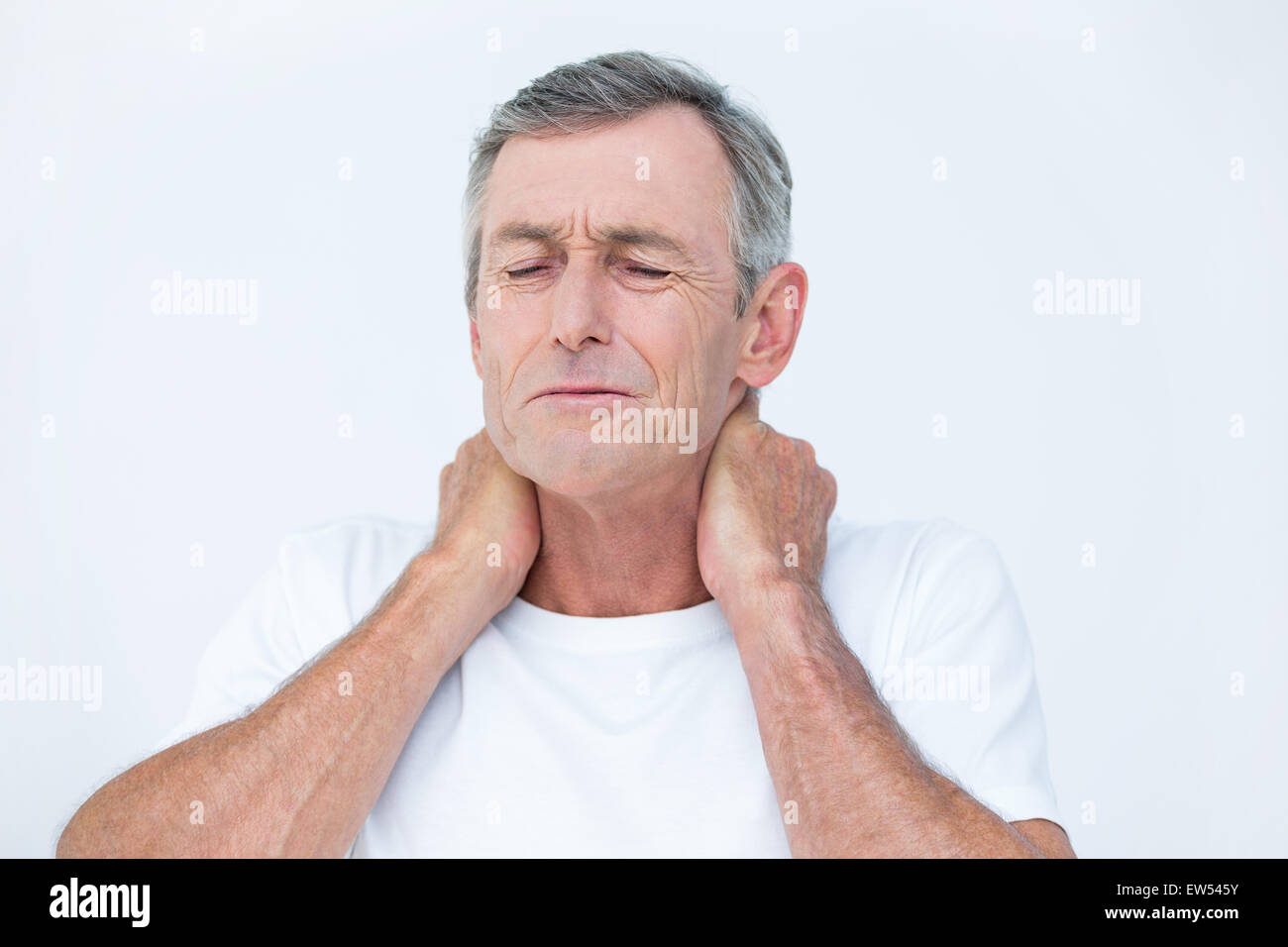 Paciente con dolor de cuello Foto de stock