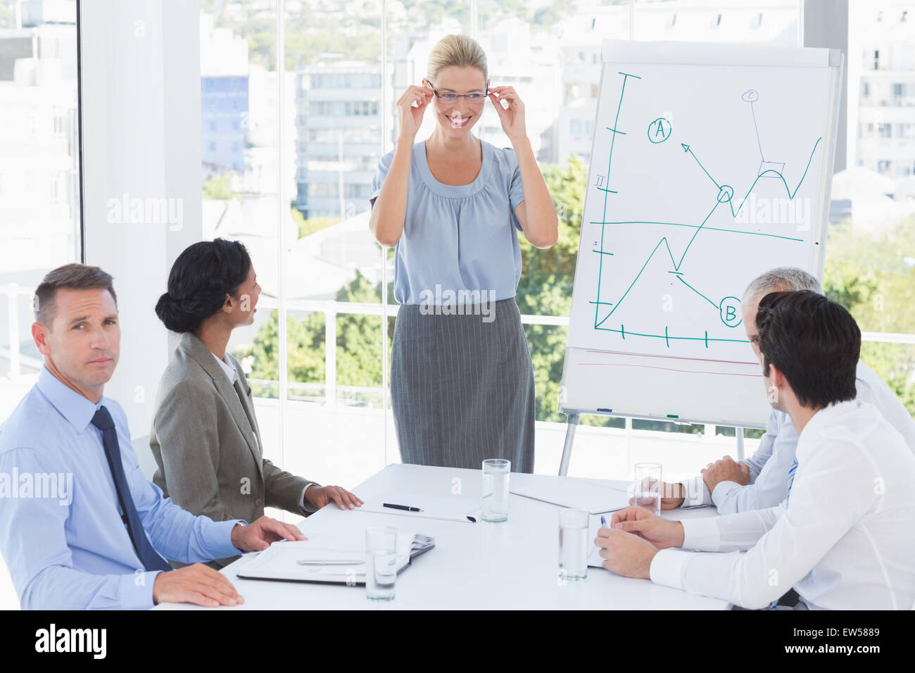 Durante la reunión del equipo de negocios Foto de stock