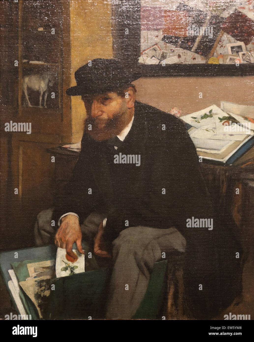 Edgar Degas (1834-1917). El pintor francés. El Coleccionista de estampas, 1866. Óleo sobre lienzo. Museo Metropolitano de Arte de Nueva York. Ee.Uu.. Foto de stock