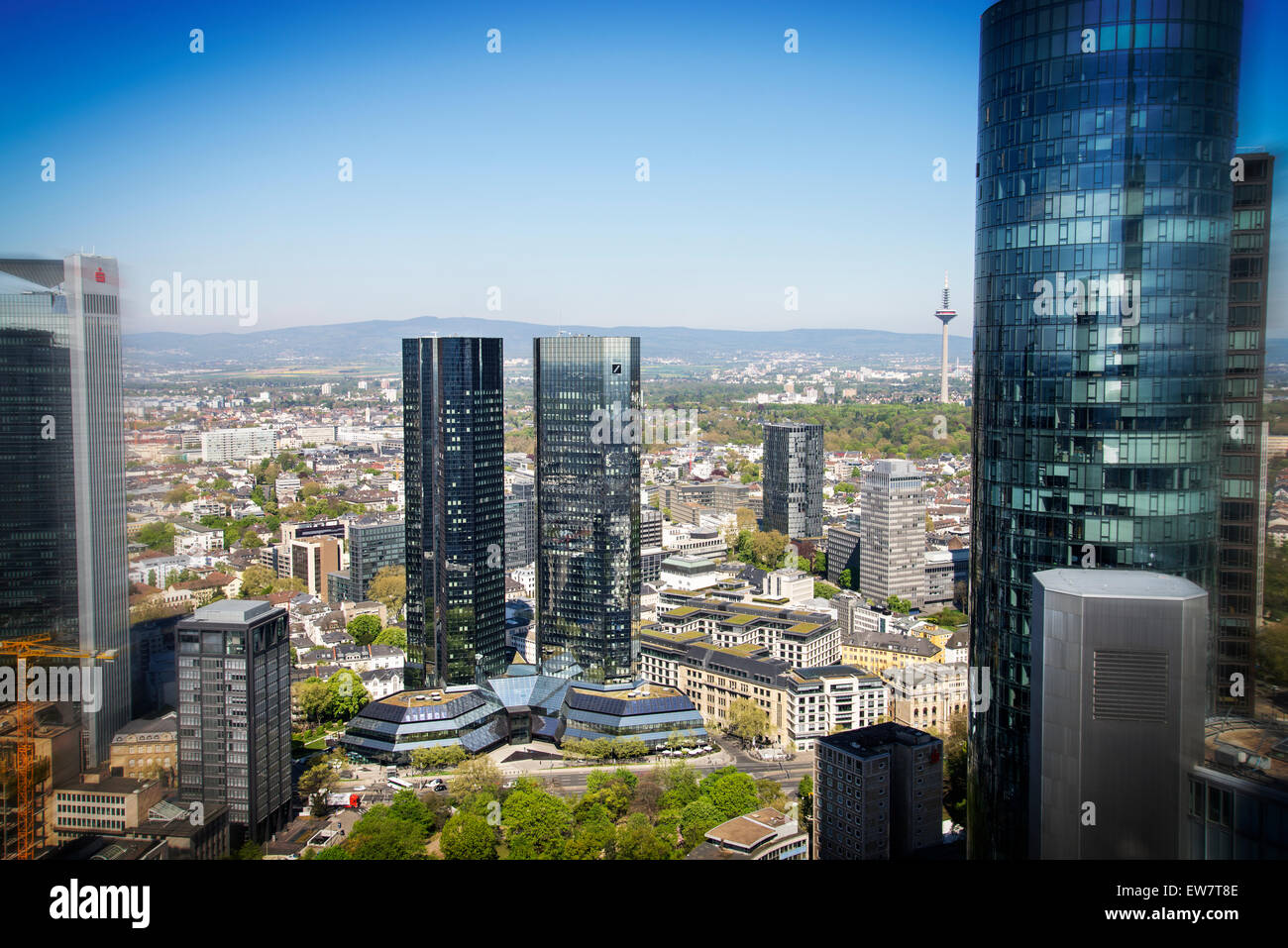 Torres gemelas de Deutsche Bank en Frankfurt. Foto de stock
