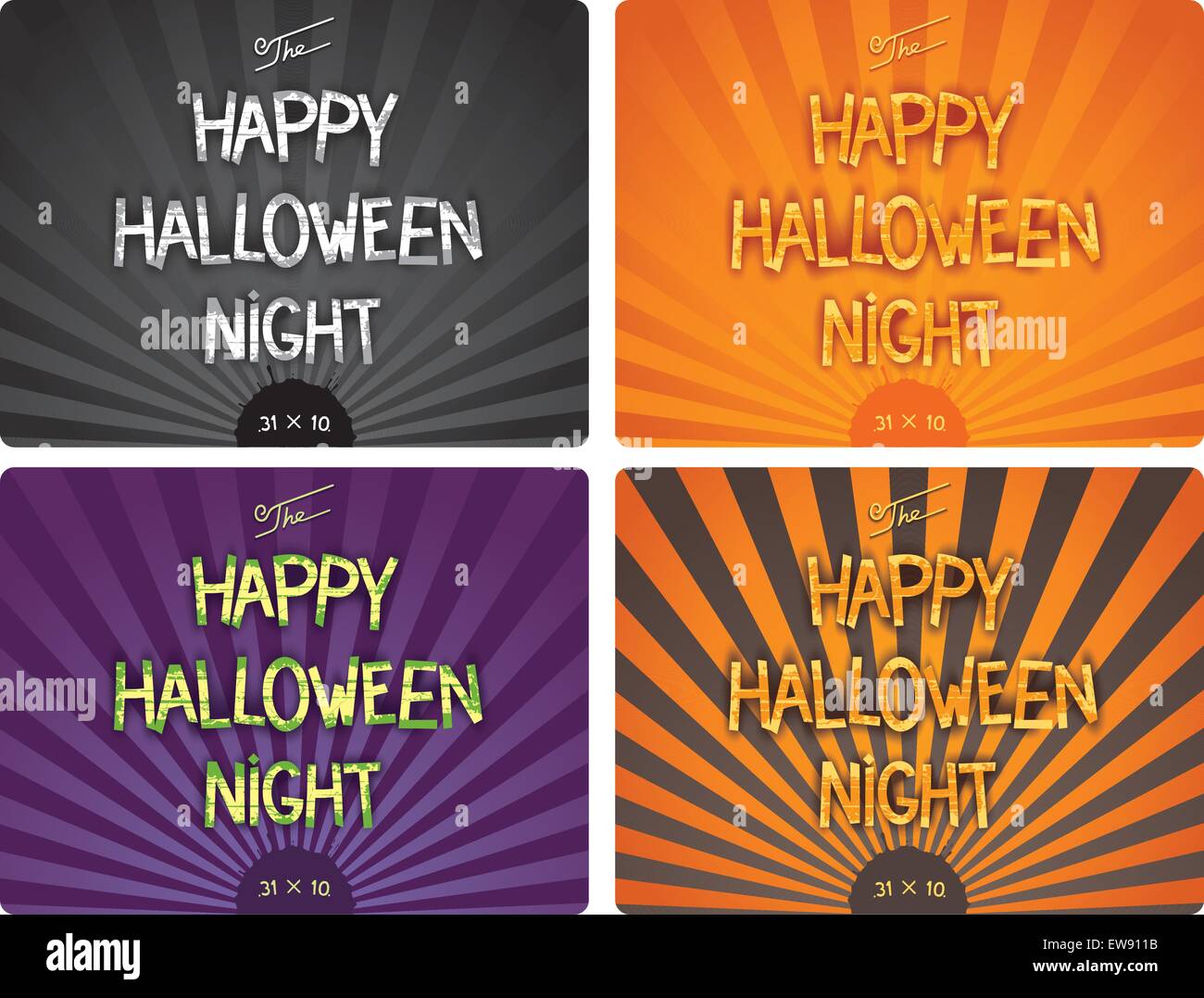 Feliz noche de Halloween - juego retro Cinema 3D póster con el autor diseñó  las letras. Eps vectoriales 10 Imagen Vector de stock - Alamy