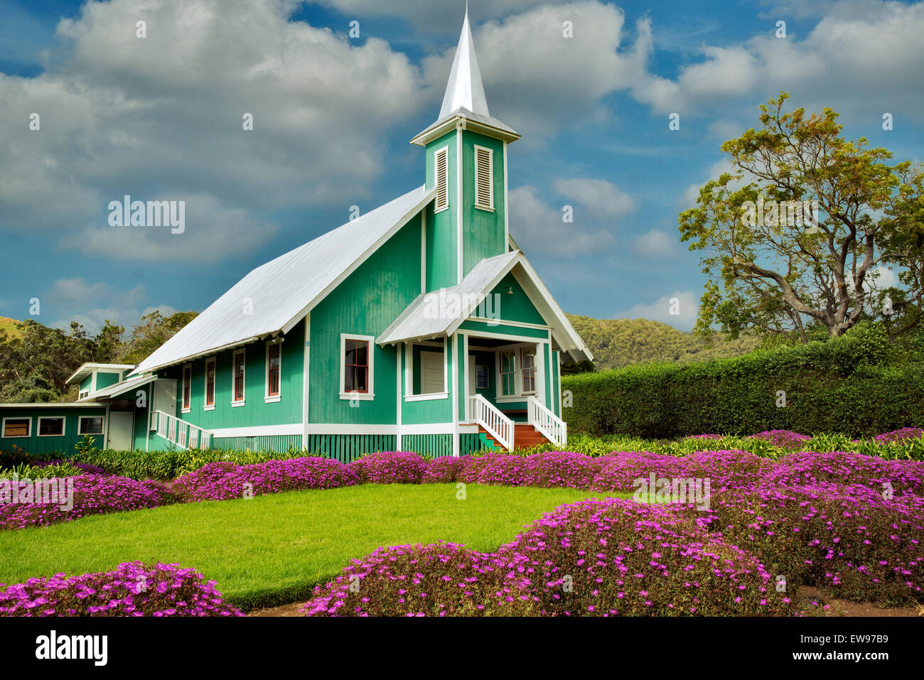 Keola Mauloa Iglesia. Waimea, Hawaii, la Isla Grande Foto de stock
