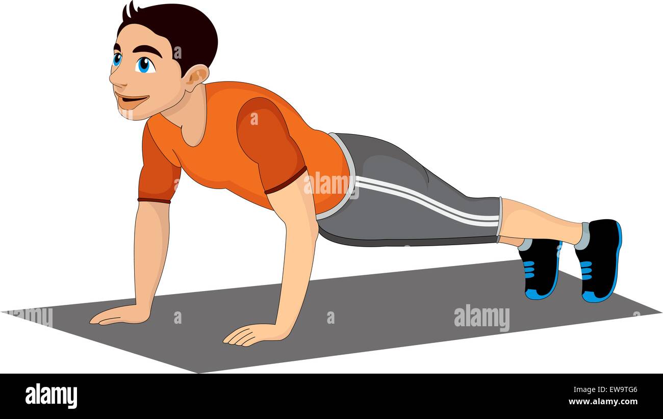 Hacer ejercicio, hombre HACIENDO FLEXIONES, ilustración vectorial Imagen  Vector de stock - Alamy