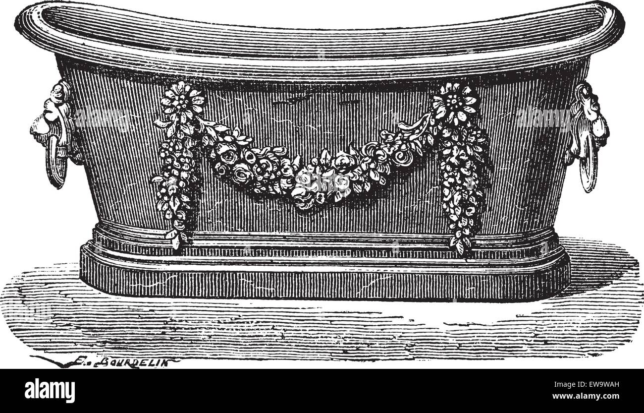 Ilustración grabada antigua bañera de zinc. Enciclopedia Industrial E.-O.  Lami - 1875 Imagen Vector de stock - Alamy
