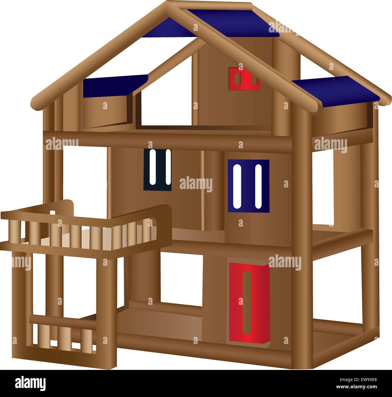 Casa de muñecas madera Imagen Vector de stock - Alamy