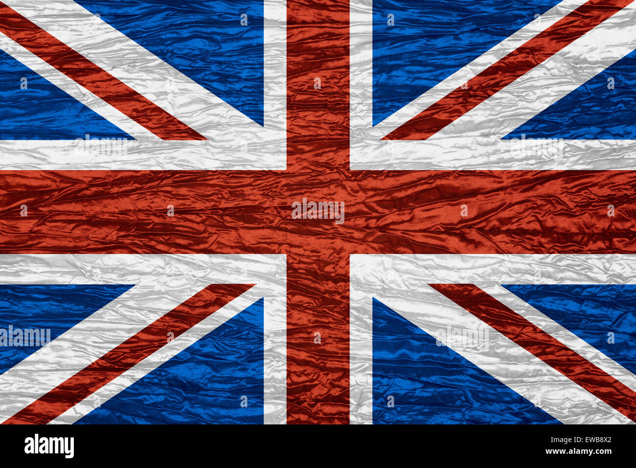 La bandera del Reino Unido o de bandera británica sobre lienzo textura Foto de stock