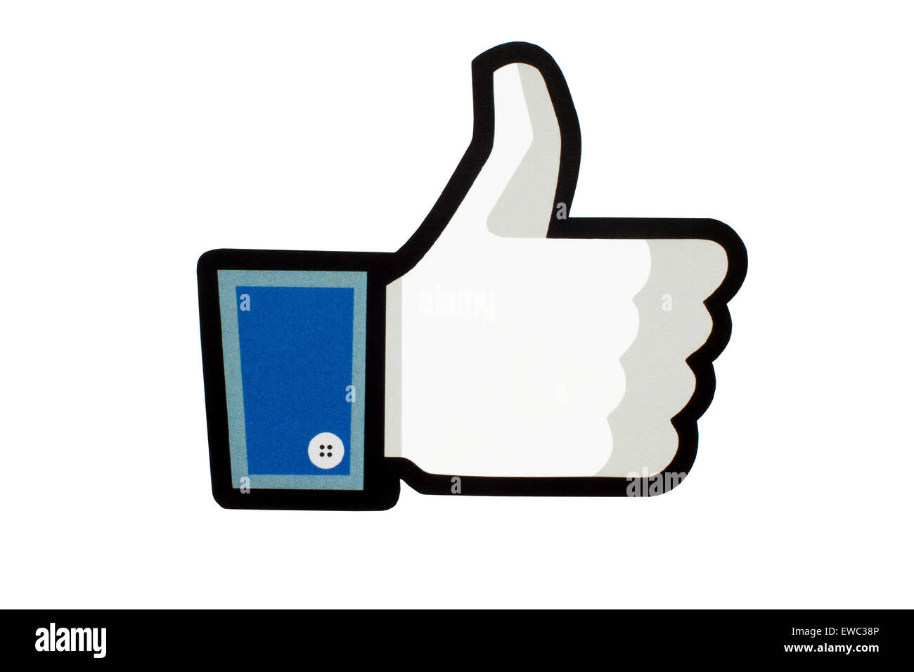 GDANSK, Polonia - 26 de mayo de 2015. Facebook como logotipo impreso en papel y se coloca sobre un fondo blanco. Facebook es un social online Foto de stock
