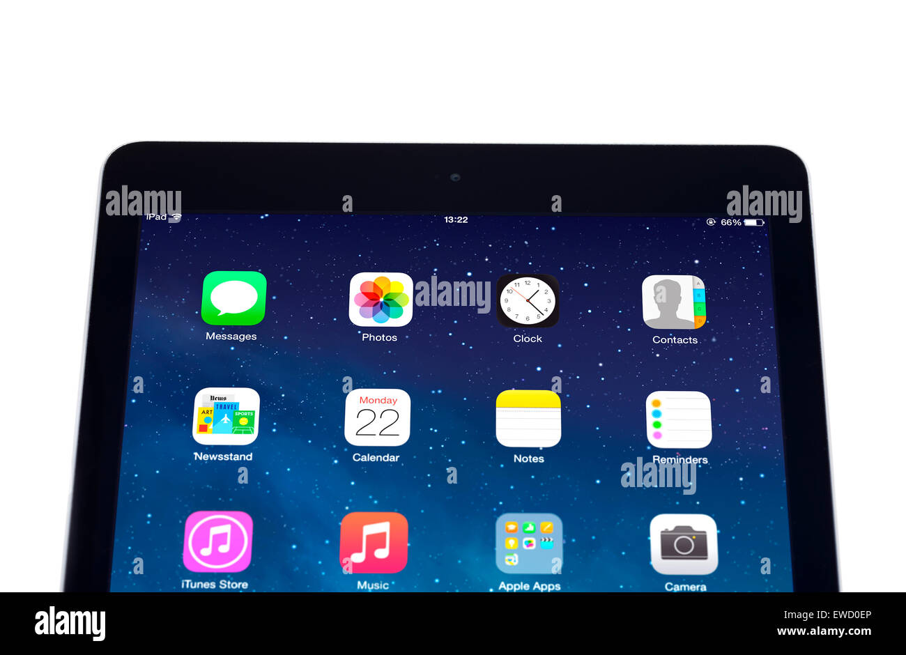 Pantalla de inicio en un equipo tablet PC Apple iPad aire Foto de stock