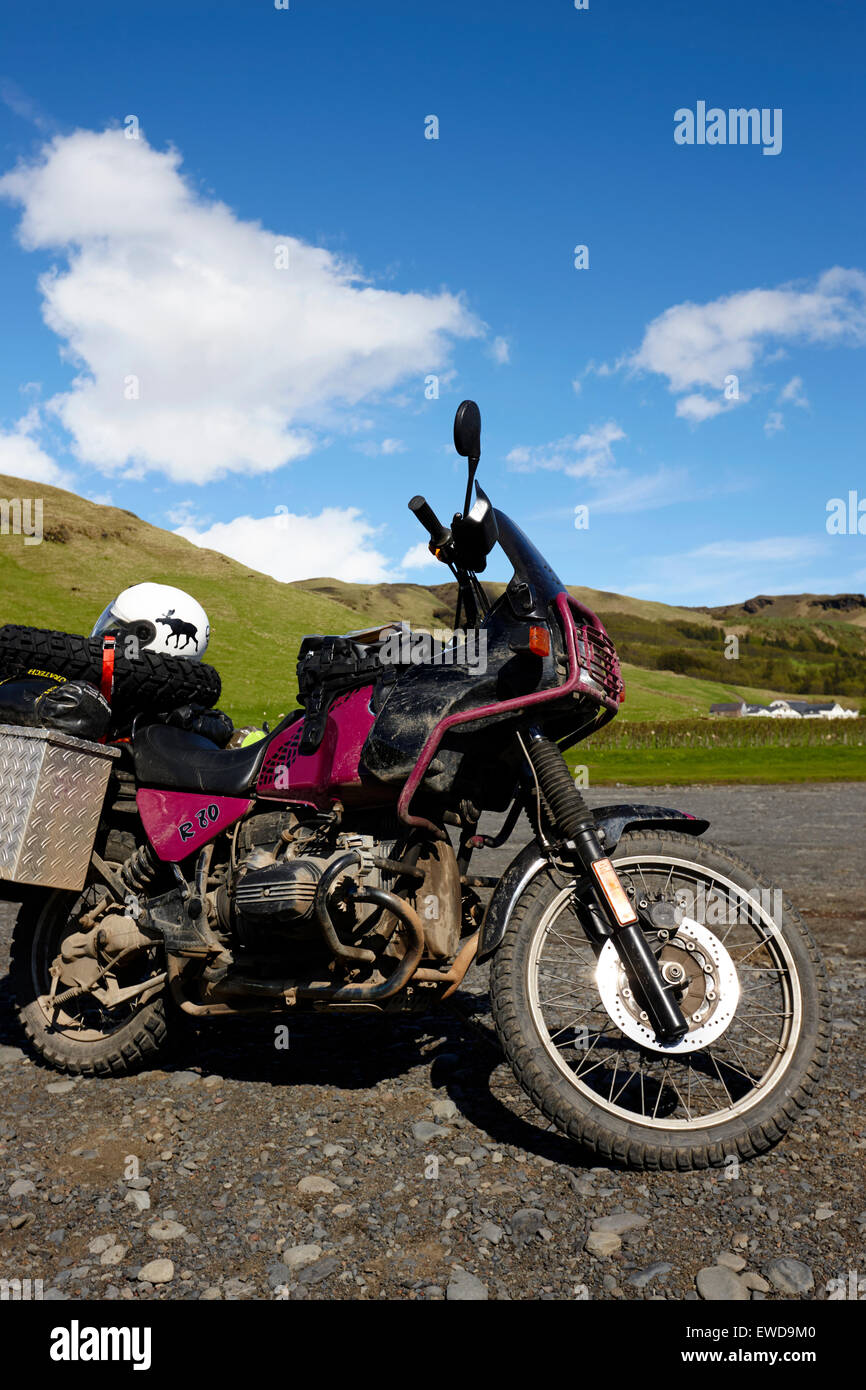 Alemán moto BMW touring Islandia Foto de stock