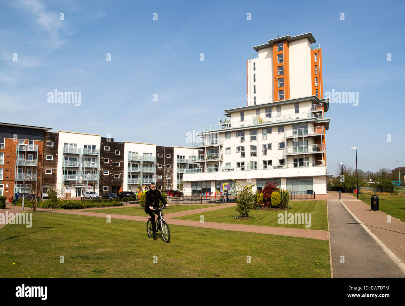Alojamiento en apartamento moderno Compair Crescent, centro de Ipswich, Suffolk, Inglaterra, Reino Unido. Foto de stock