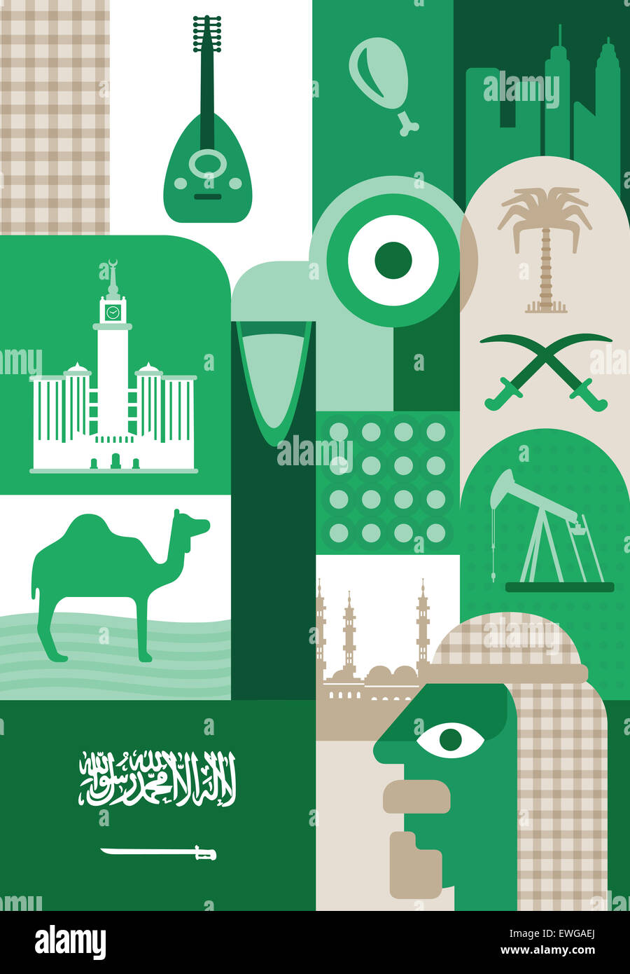 Representación ilustrativa de Arabia Saudí, Emiratos Árabes Unidos Foto de stock