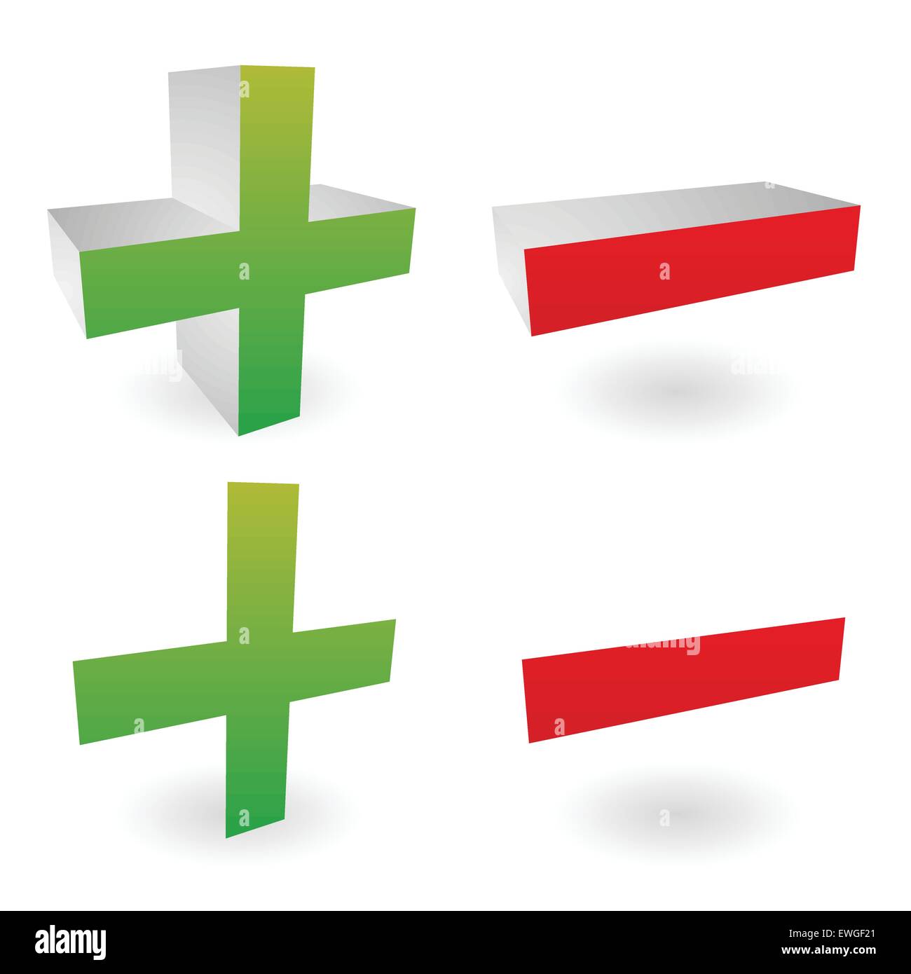 Los signos más y menos, símbolos vectoriales EPS 10 Imagen Vector de