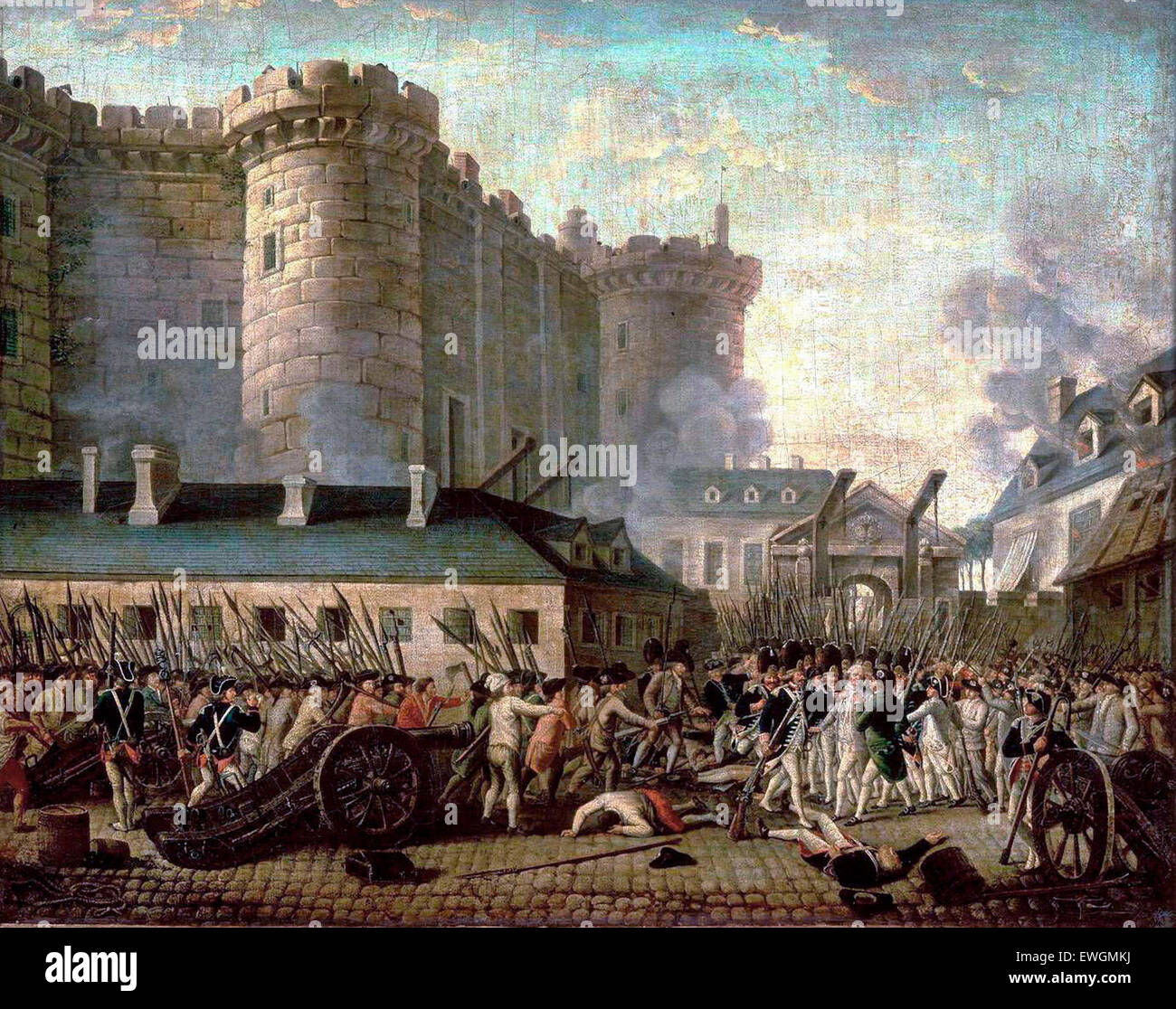 El asalto de la Bastilla y el arresto del Gobernador M. de Launay, 14 de julio de 1789. Foto de stock