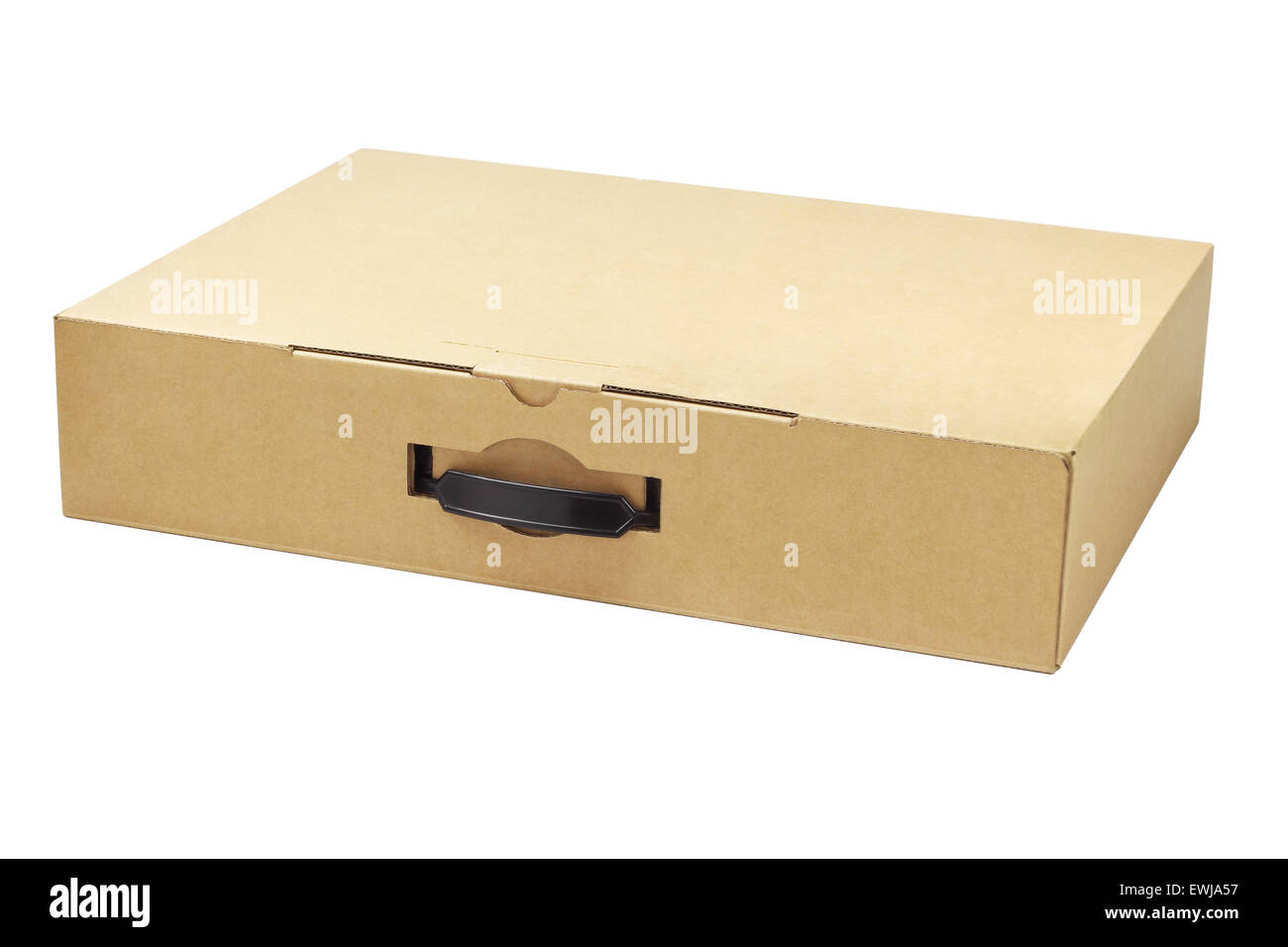 Ordenador portátil caja de embalaje sobre fondo blanco. Foto de stock