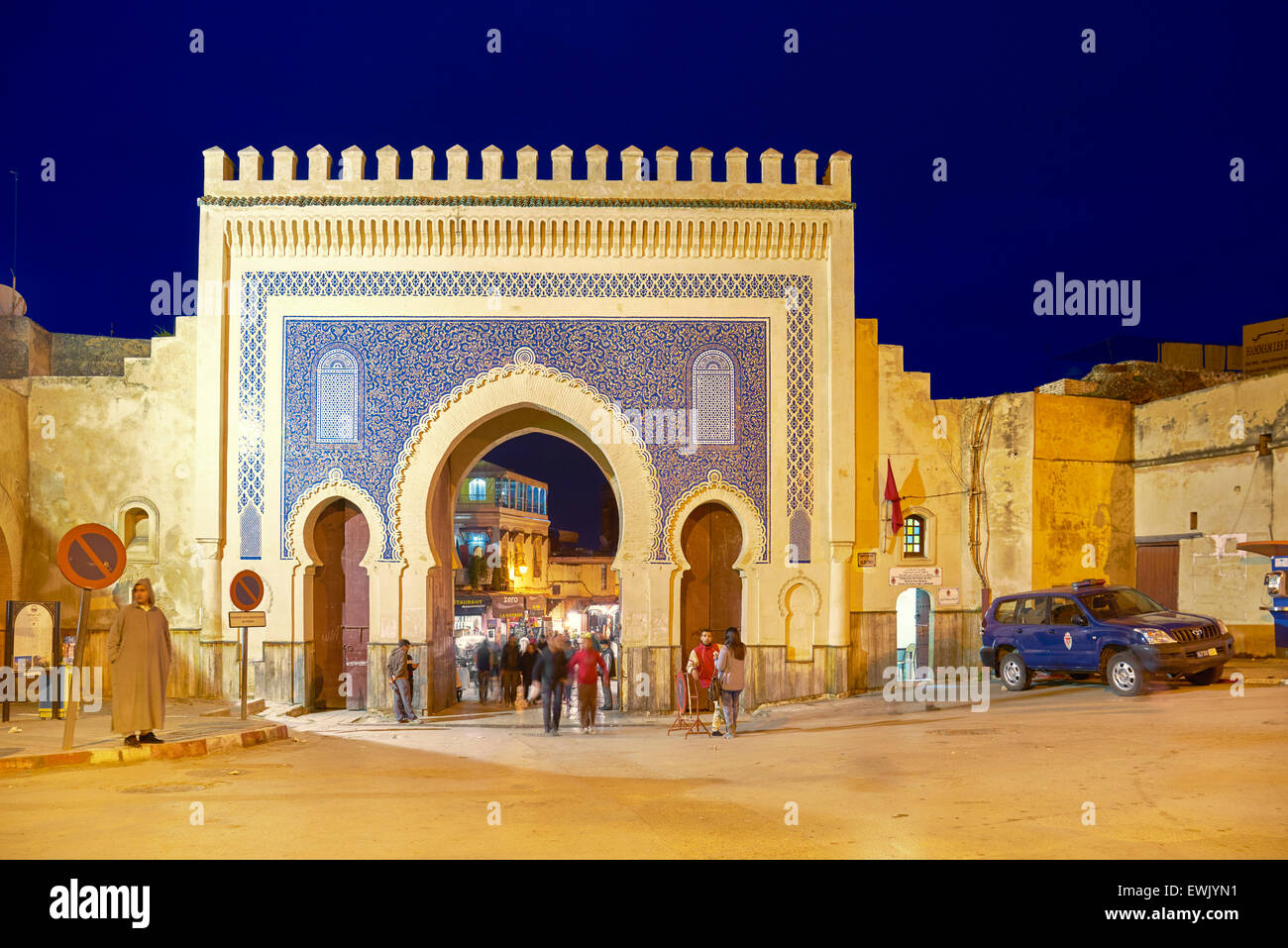 Blue Gate (Bab Boujloud), Medina de Fez, Marruecos, África Foto de stock