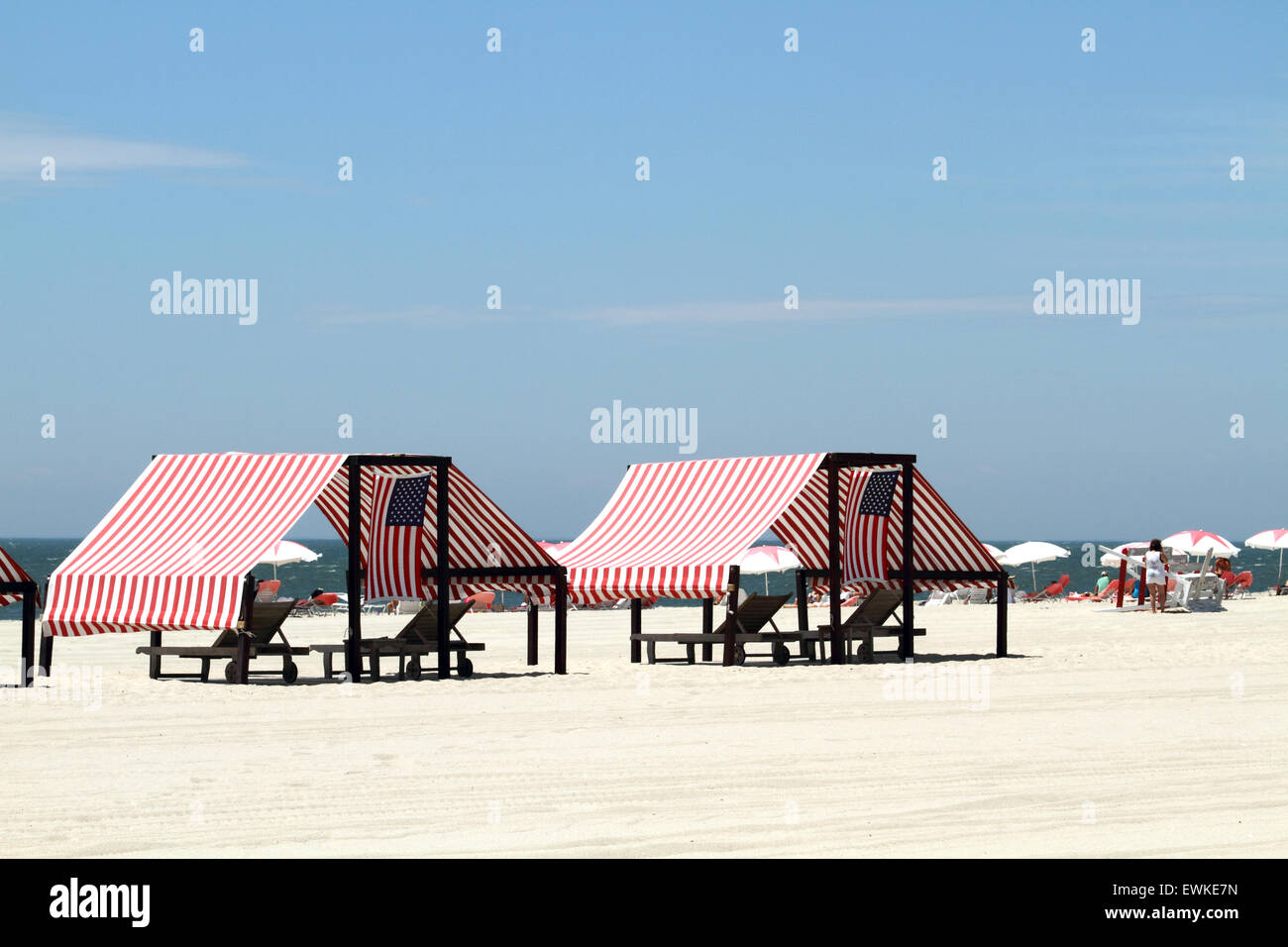 Cabañas en la playa en Cape May, New Jersey, EE.UU. Foto de stock