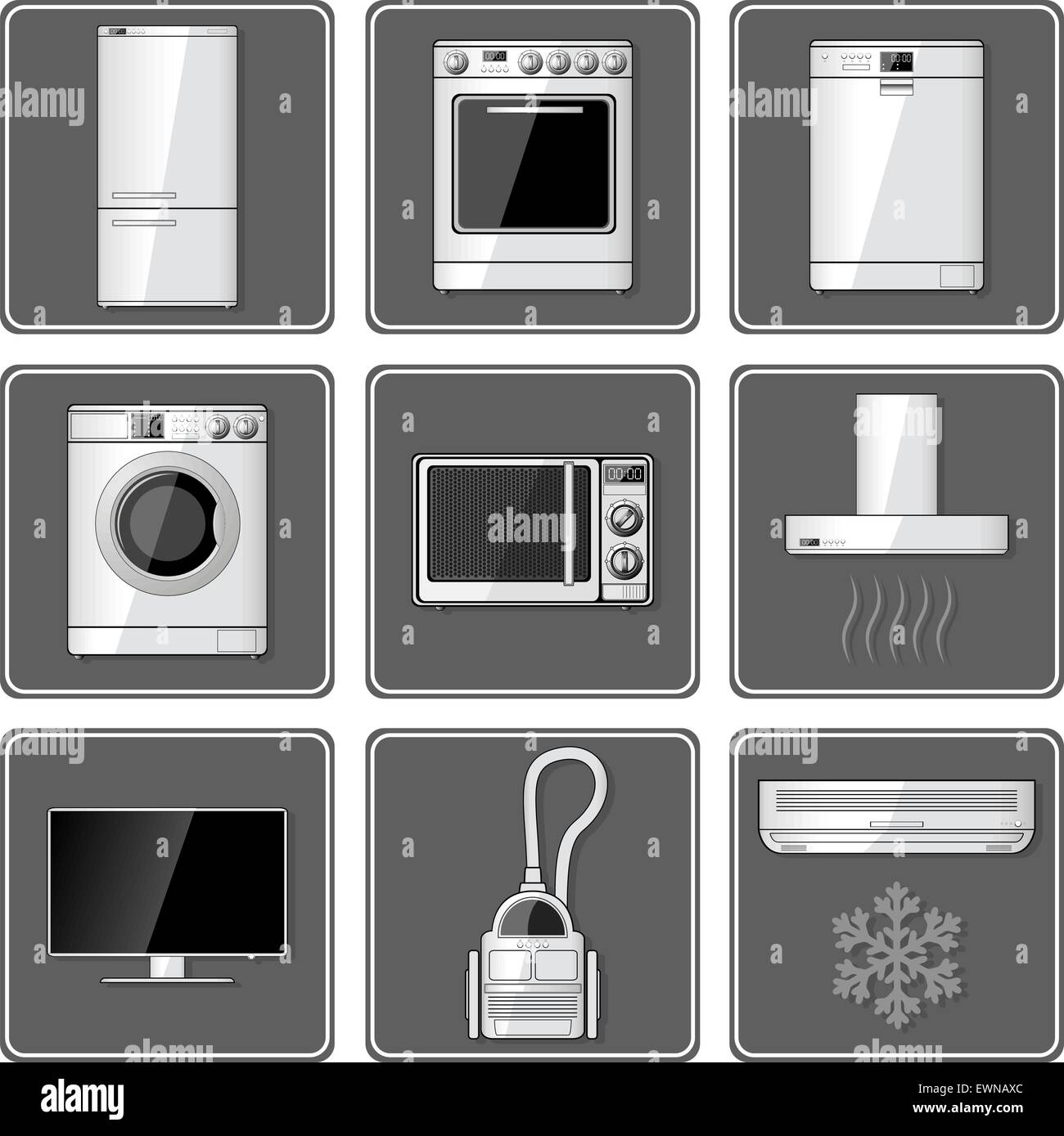 Conjunto de cocina, electrodomésticos, electrónica para el hogar Imagen  Vector de stock - Alamy