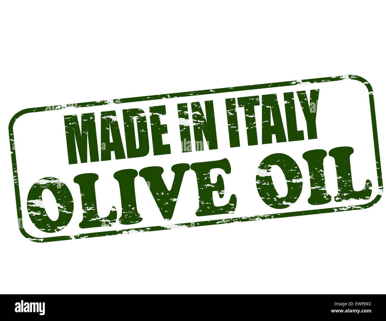 Sello de caucho con texto hecho en Italia dentro del aceite de oliva, ilustración Foto de stock