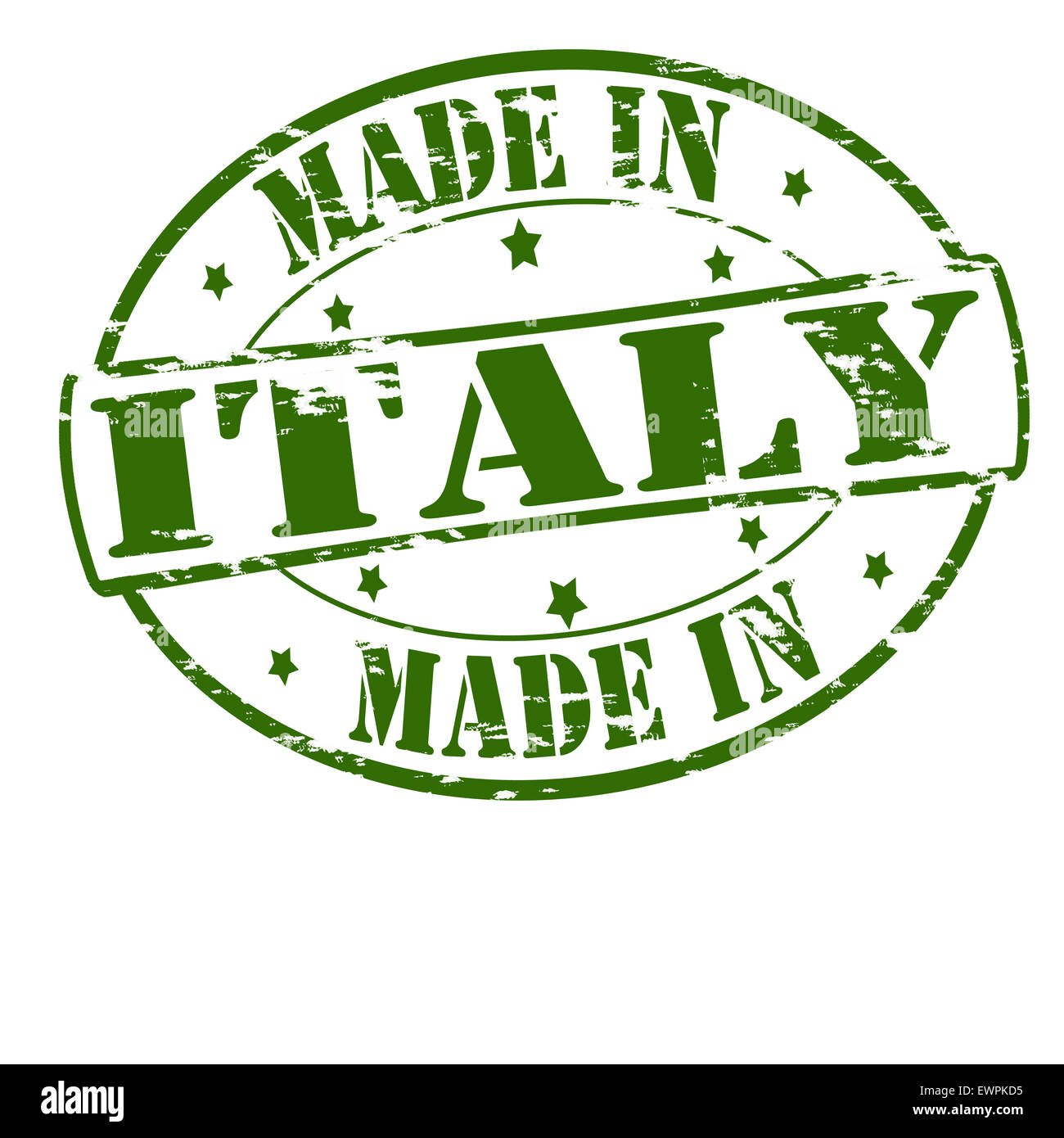 Sello de caucho con texto made in Italy dentro, ilustración Foto de stock