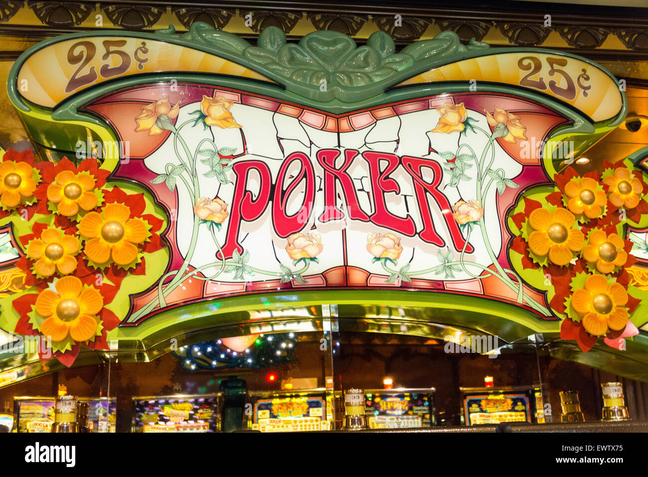 Signo de poker en el Casino de Royal Caribbean "Brillo de los Mares", cruceros mar Báltico, en el norte de Europa Foto de stock