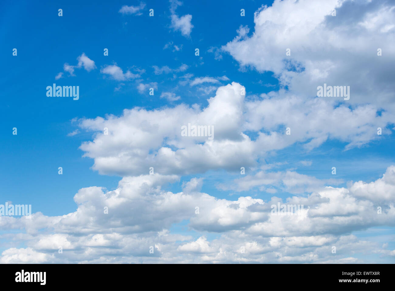 Nubes cumulus y cielo azul, el Mar del Norte, el norte de Europa Foto de stock