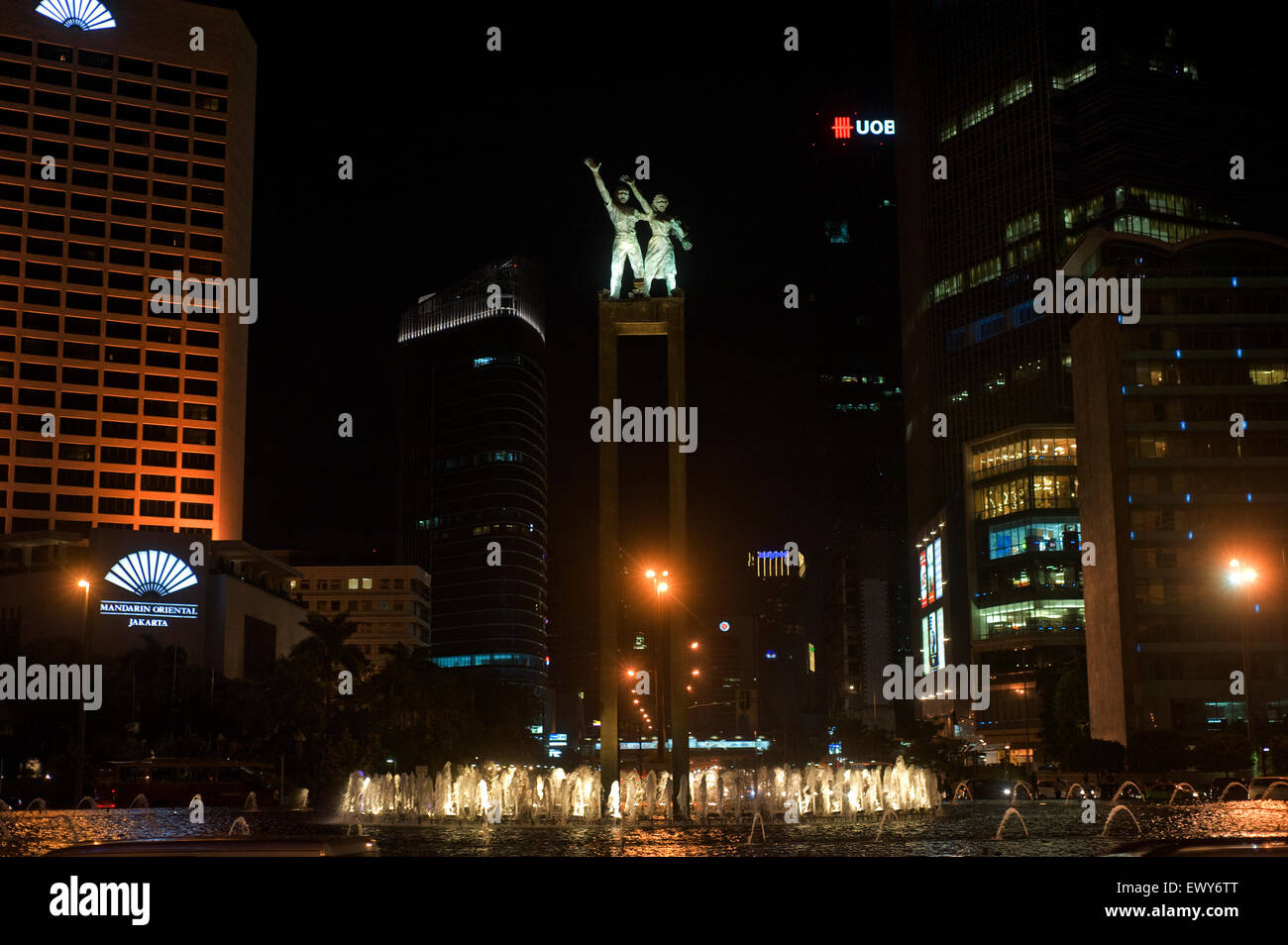 Selamat Datang Monumento , también conocido como el monumen Bundaran HI. Yakarta, Indonesia. Foto de stock