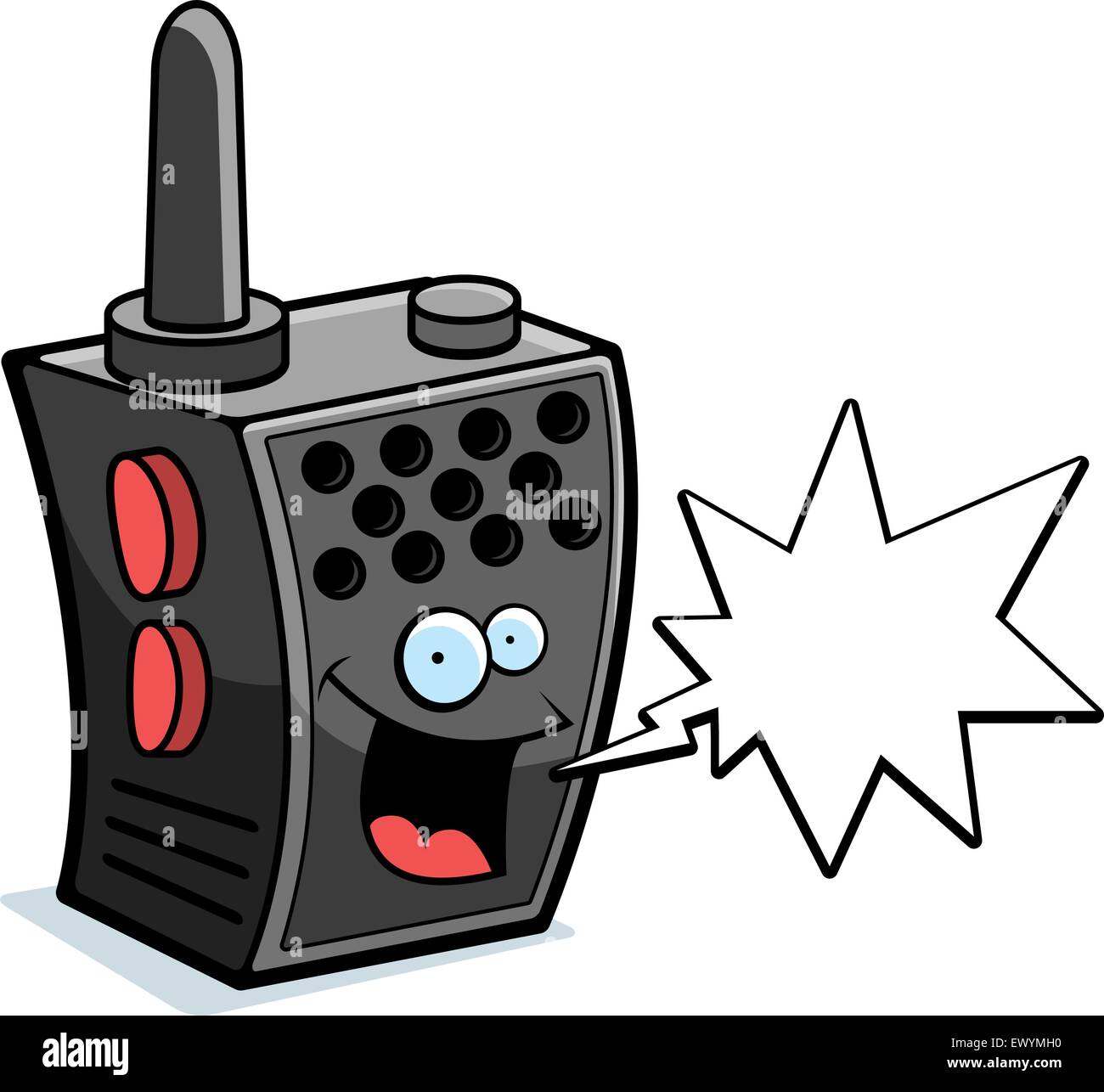 Un feliz cartoon walkie-talkie hablando y sonriendo Imagen Vector de stock  - Alamy