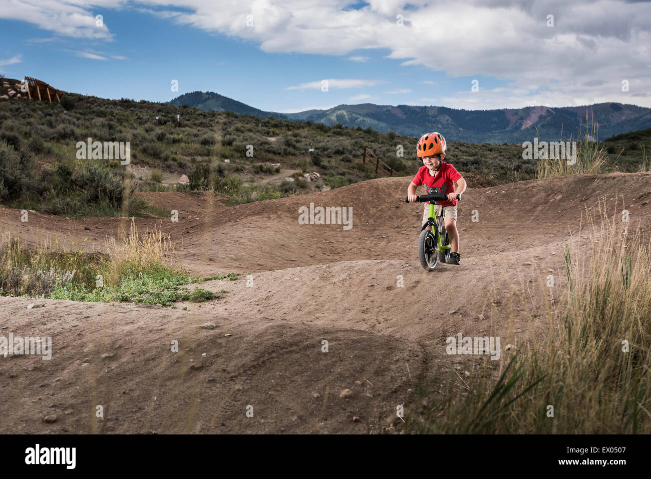 Andar en bicicleta, Trailside Bike Park, Park City, Utah, EE.UU. Foto de stock