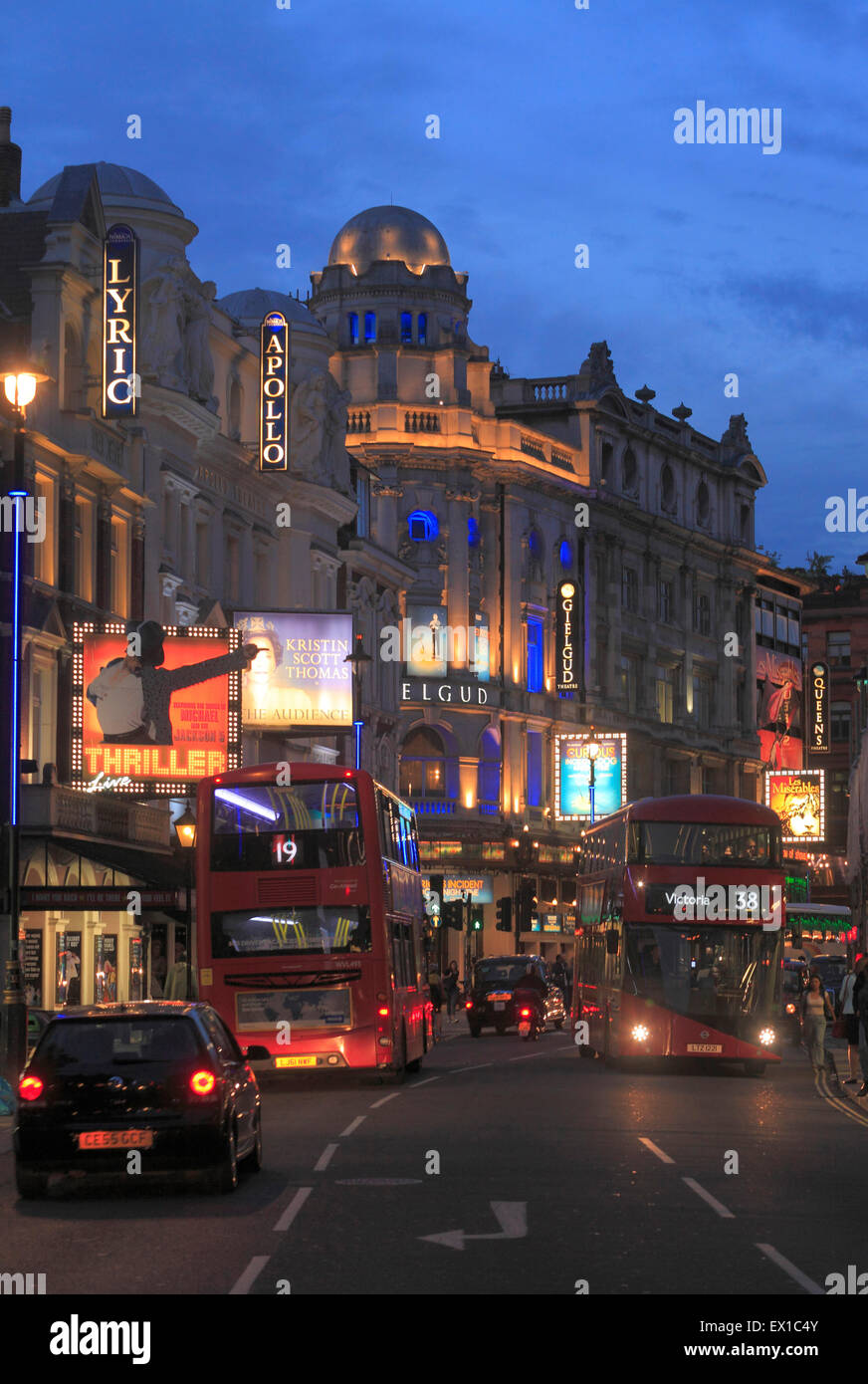 Shaftesbury Avenue teatros de West End en Londres. Foto de stock