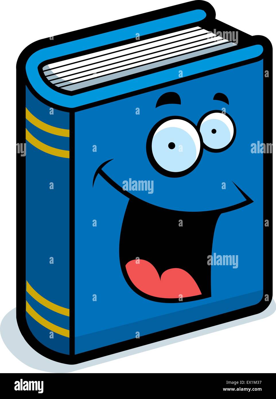 Una caricatura libro azul sonriente y feliz Imagen Vector de stock - Alamy